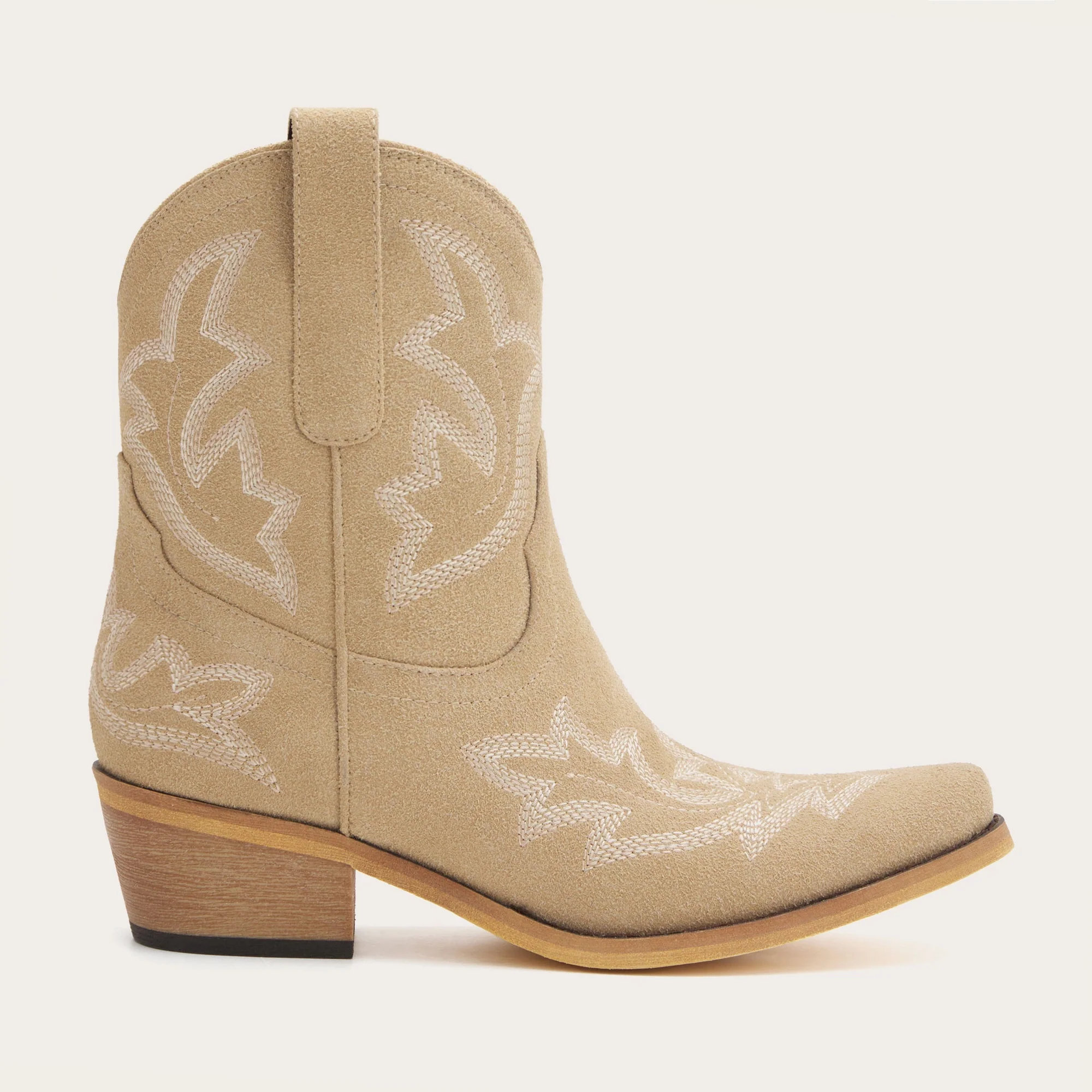 The Dakota - Beige Suede Cowgirl Booties with Classic Western Charm - Image 5