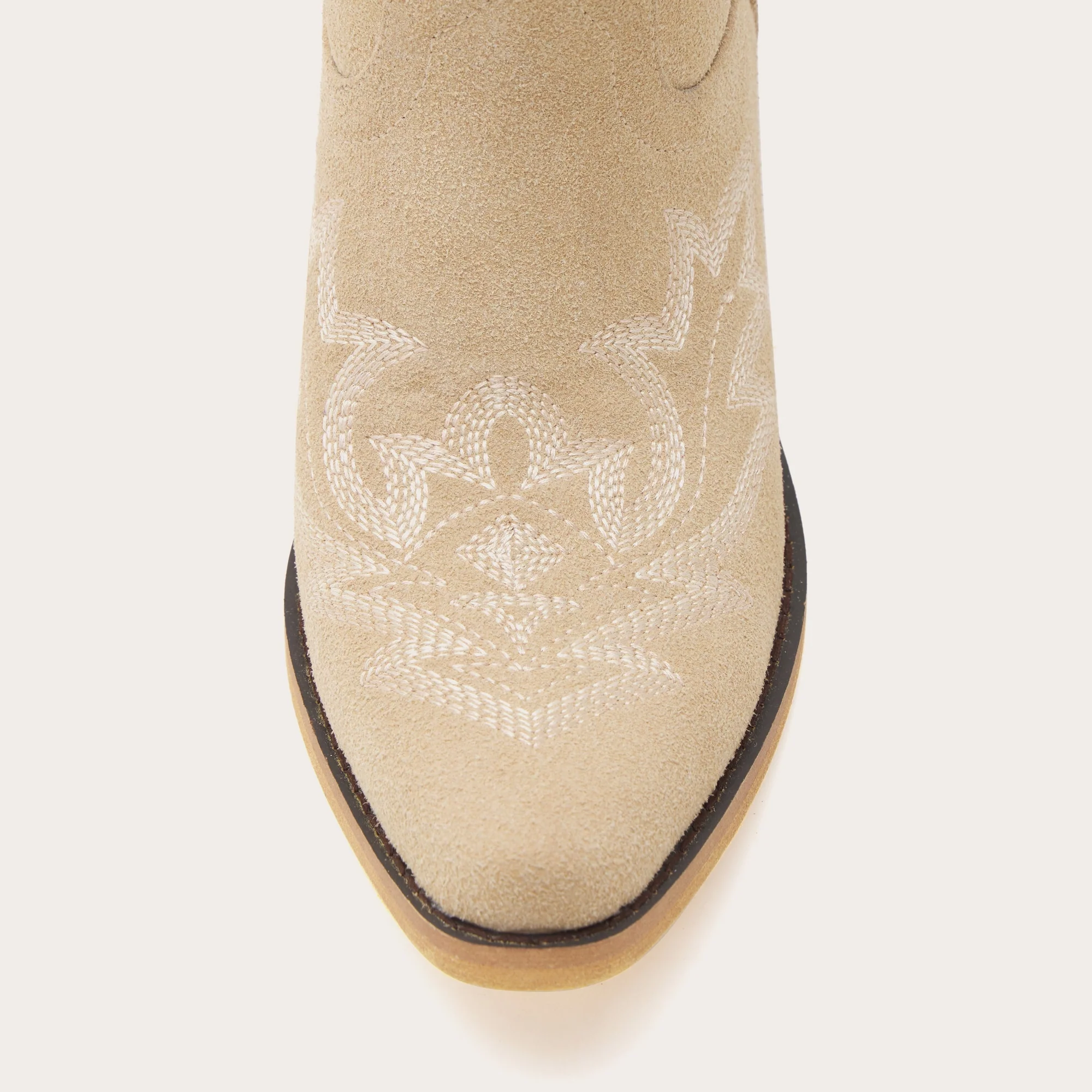 The Dakota - Beige Suede Cowgirl Booties with Classic Western Charm - Image 6