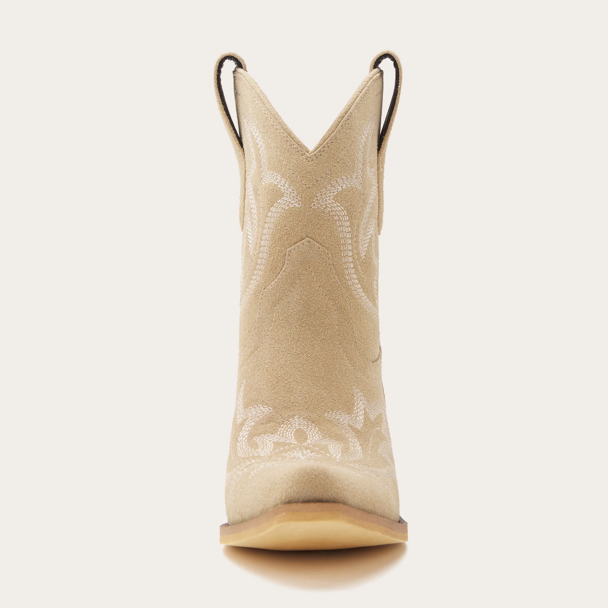 The Dakota - Beige Suede Cowgirl Booties with Classic Western Charm - Image 9