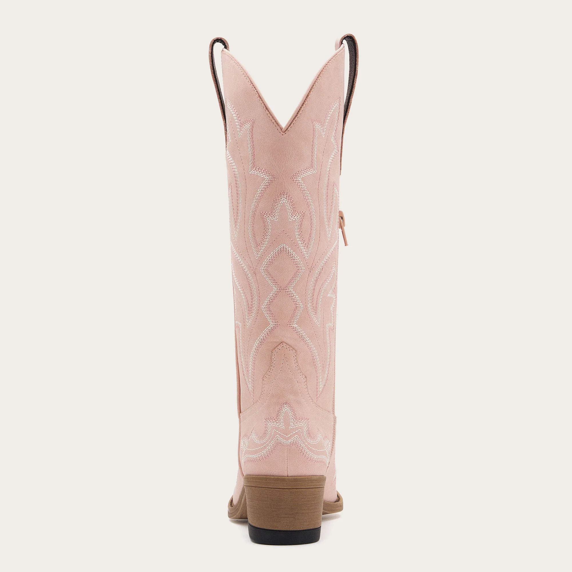 The Etta - Pink Short Tall Cowgirl Boots with Delicate Embroidery - Image 10
