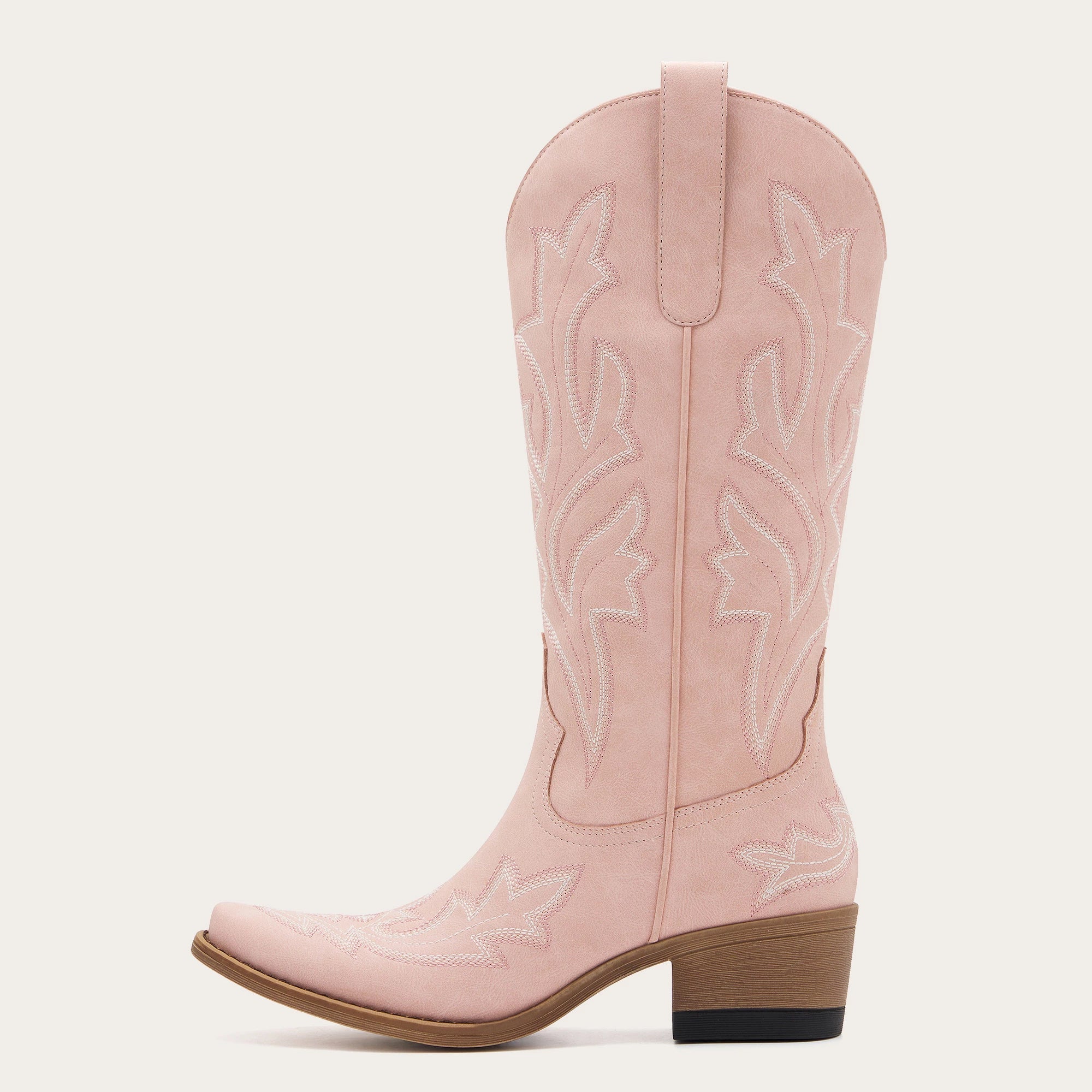 The Etta - Pink Short Tall Cowgirl Boots with Delicate Embroidery - Image 4