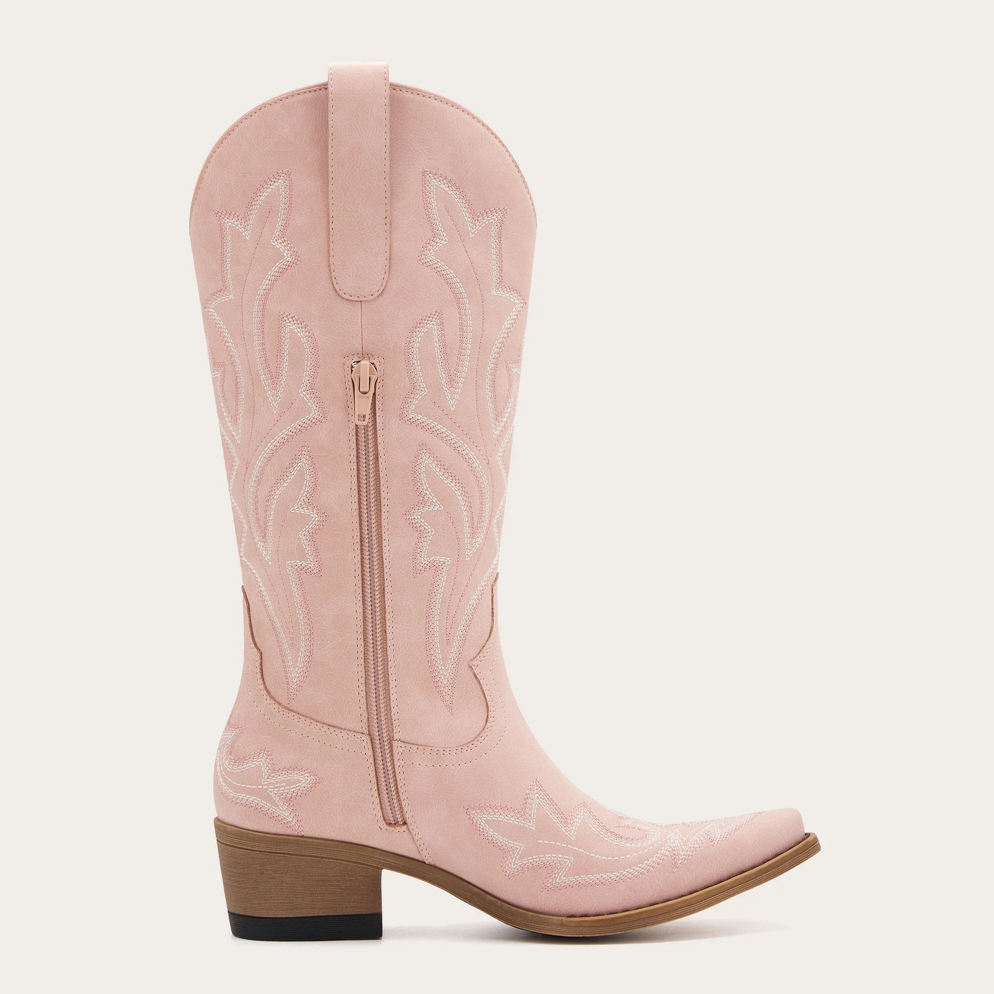 The Etta - Pink Short Tall Cowgirl Boots with Delicate Embroidery - Image 6