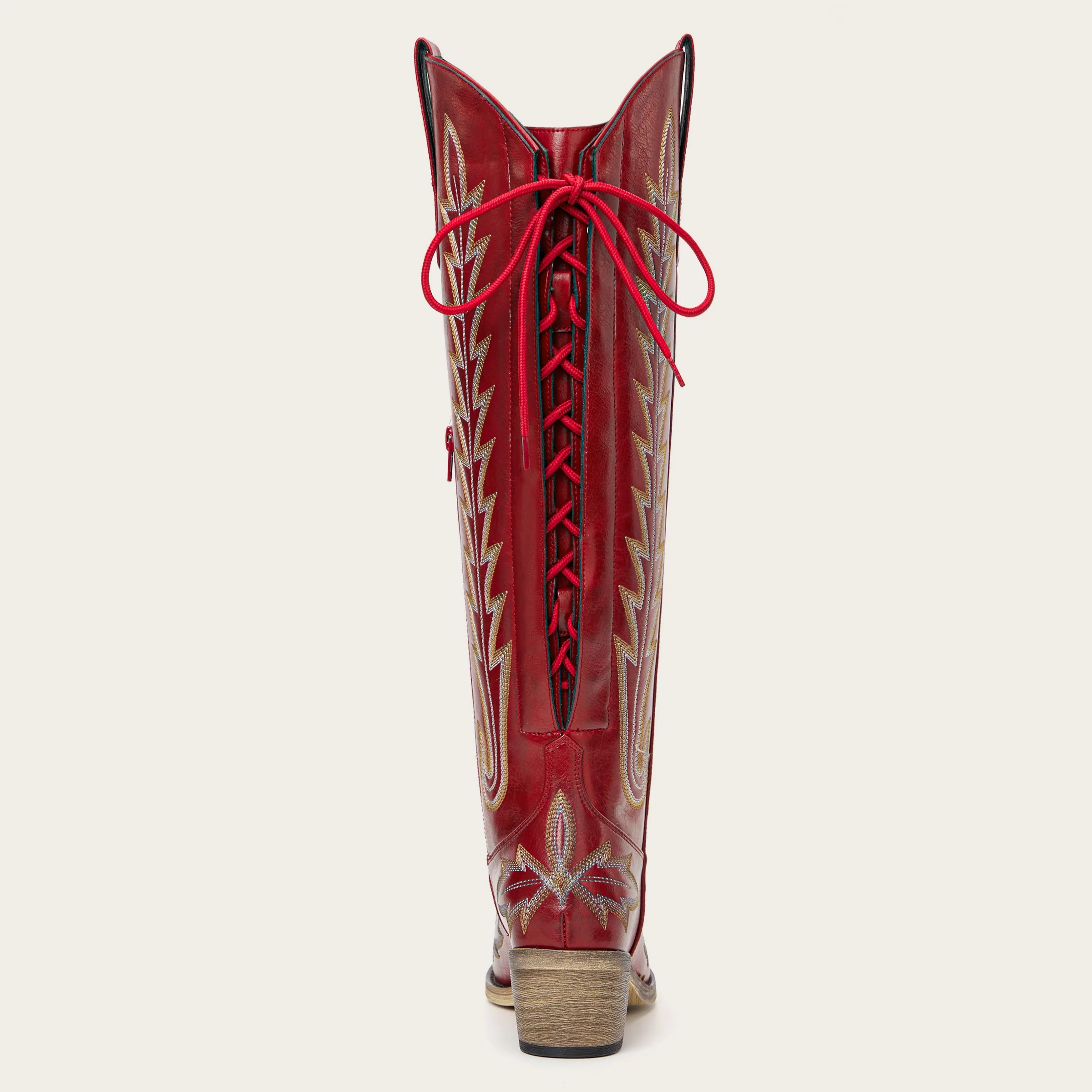The Eula - Red Tall Wide Calf Cowgirl Boots with Intricate Western Embroidery - Image 11