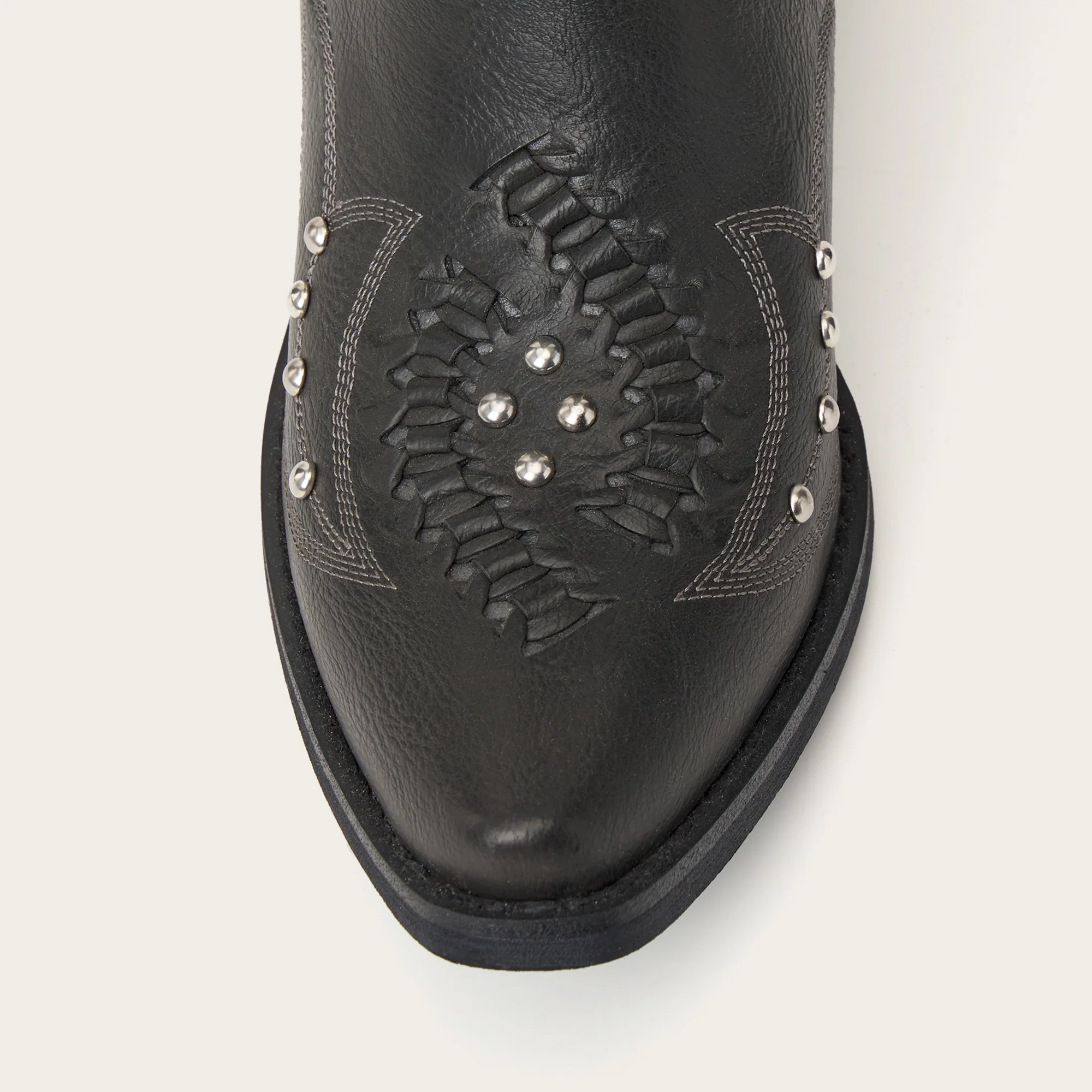 The Kitty - Black Snip Toe Rhinestone Cowgirl Boots with Cutout Woven - Image 9
