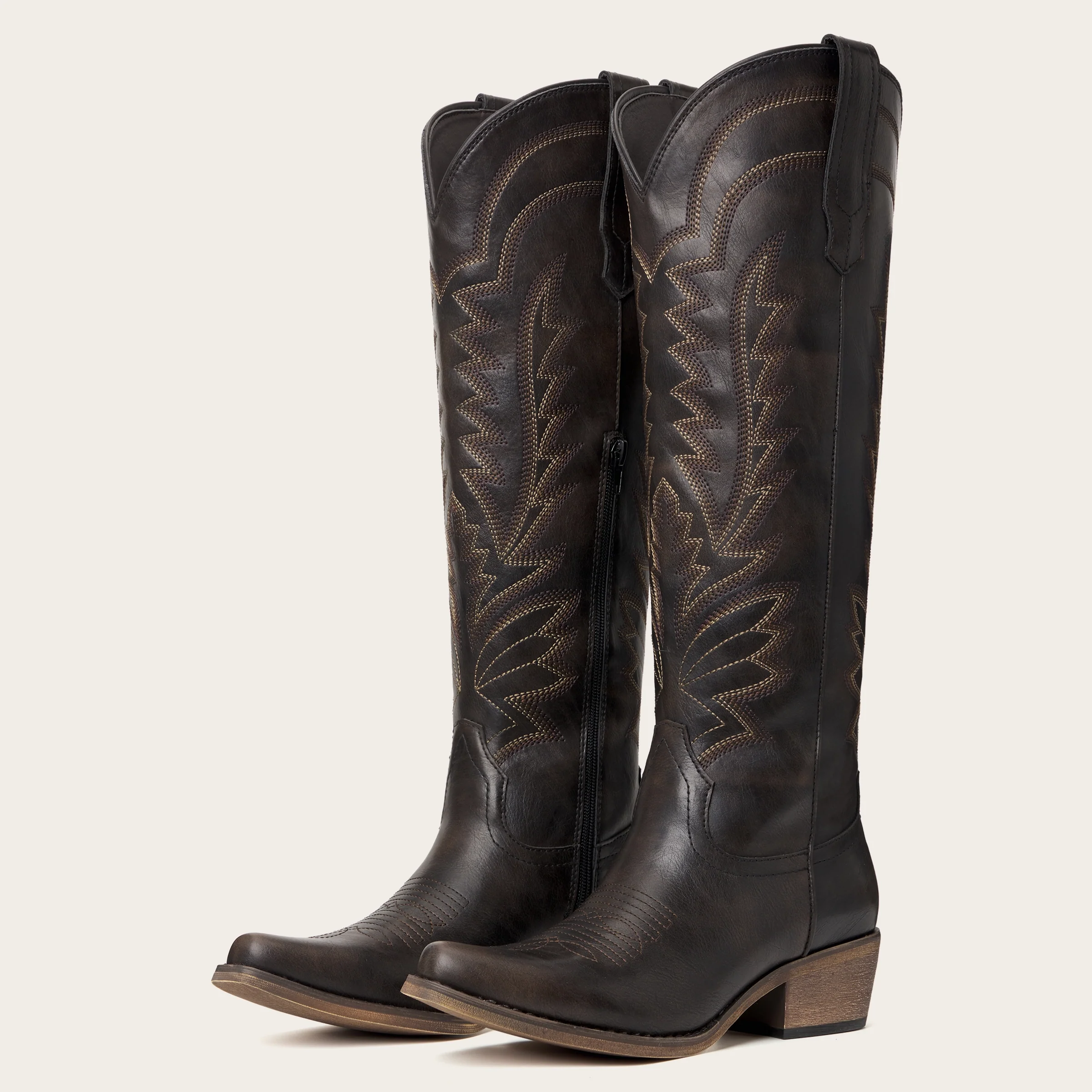 The Laurey - Espresso Embroidered Cowgirl Boots with Classic Western Flair - Image 5