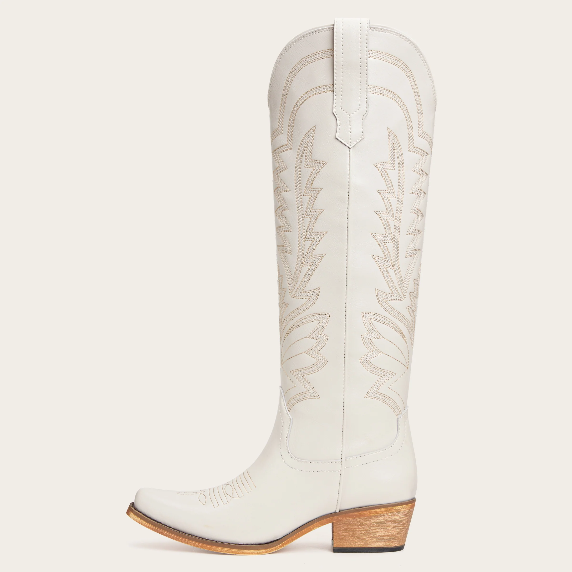 The Laurey - Ivory Embroidered Cowgirl Boots with Classic Western Flair - Image 4