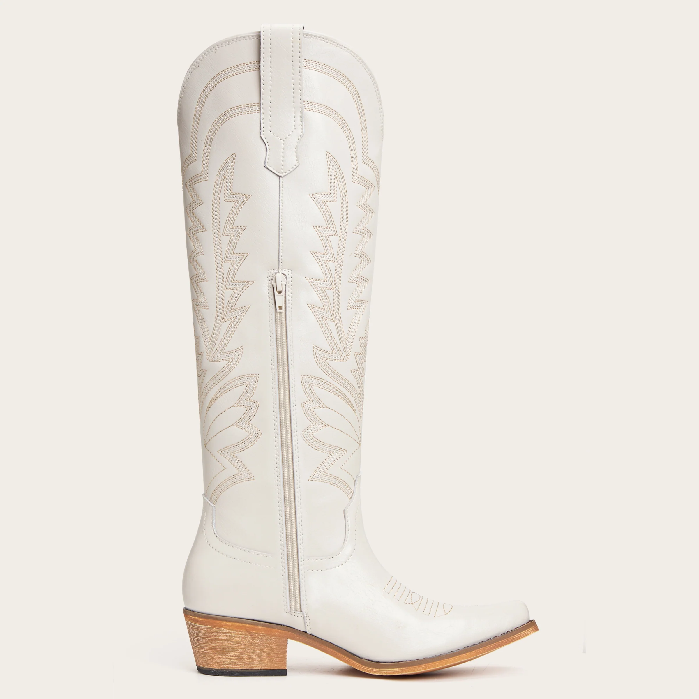 The Laurey - Ivory Embroidered Cowgirl Boots with Classic Western Flair - Image 7