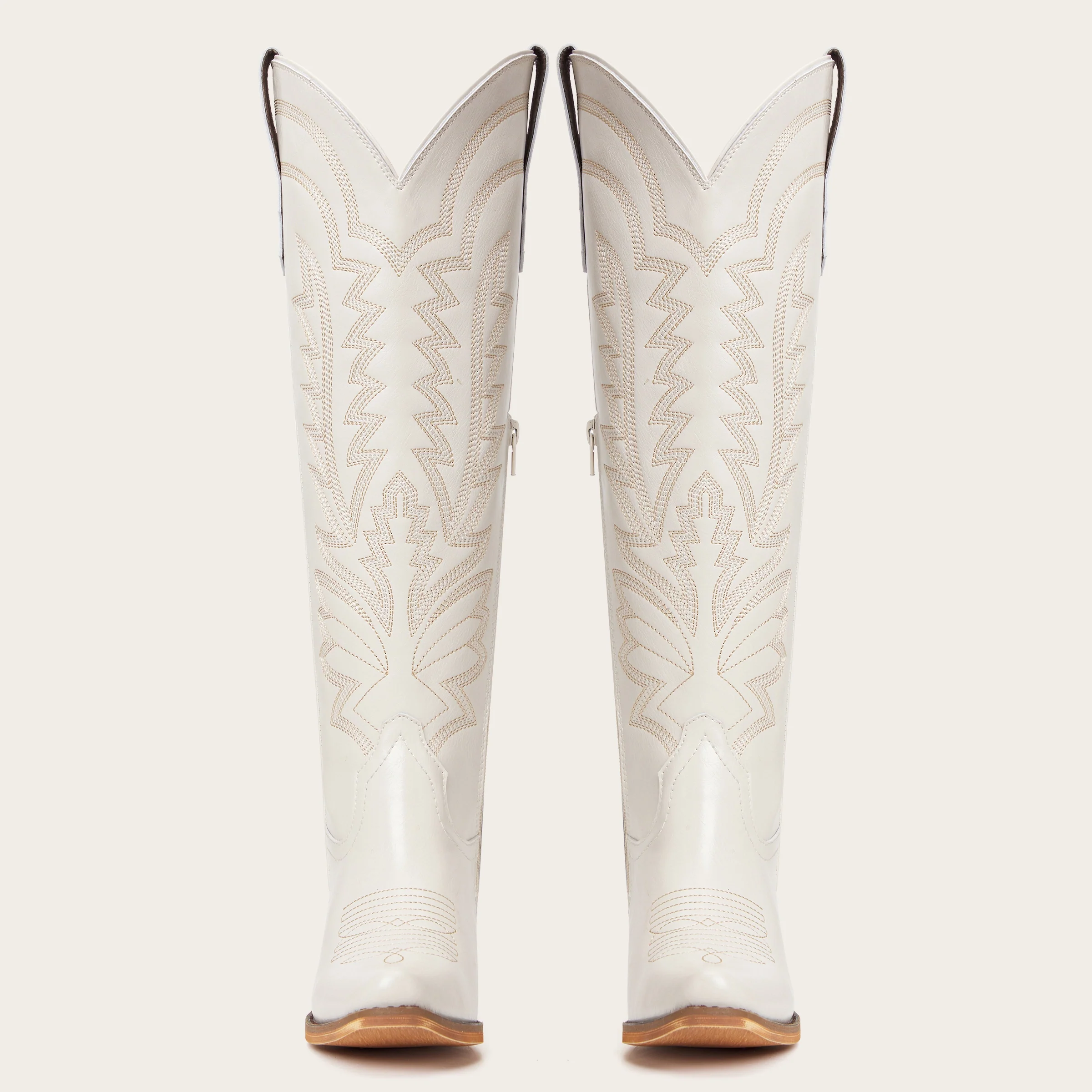 The Laurey - Ivory Embroidered Cowgirl Boots with Classic Western Flair - Image 8