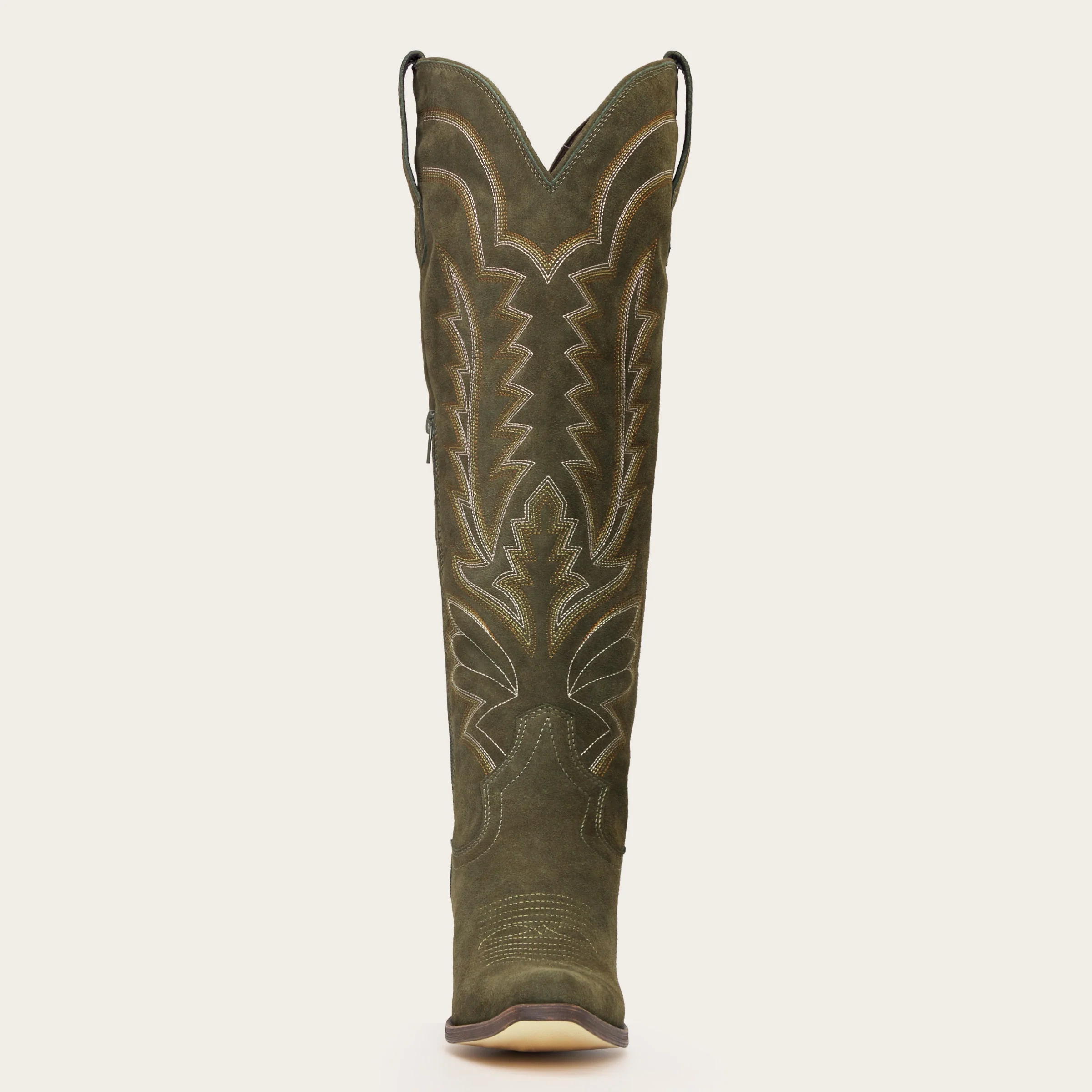 The Laurey - Olive Suede Embroidered Cowgirl Boots with Classic Western Flair - Image 10