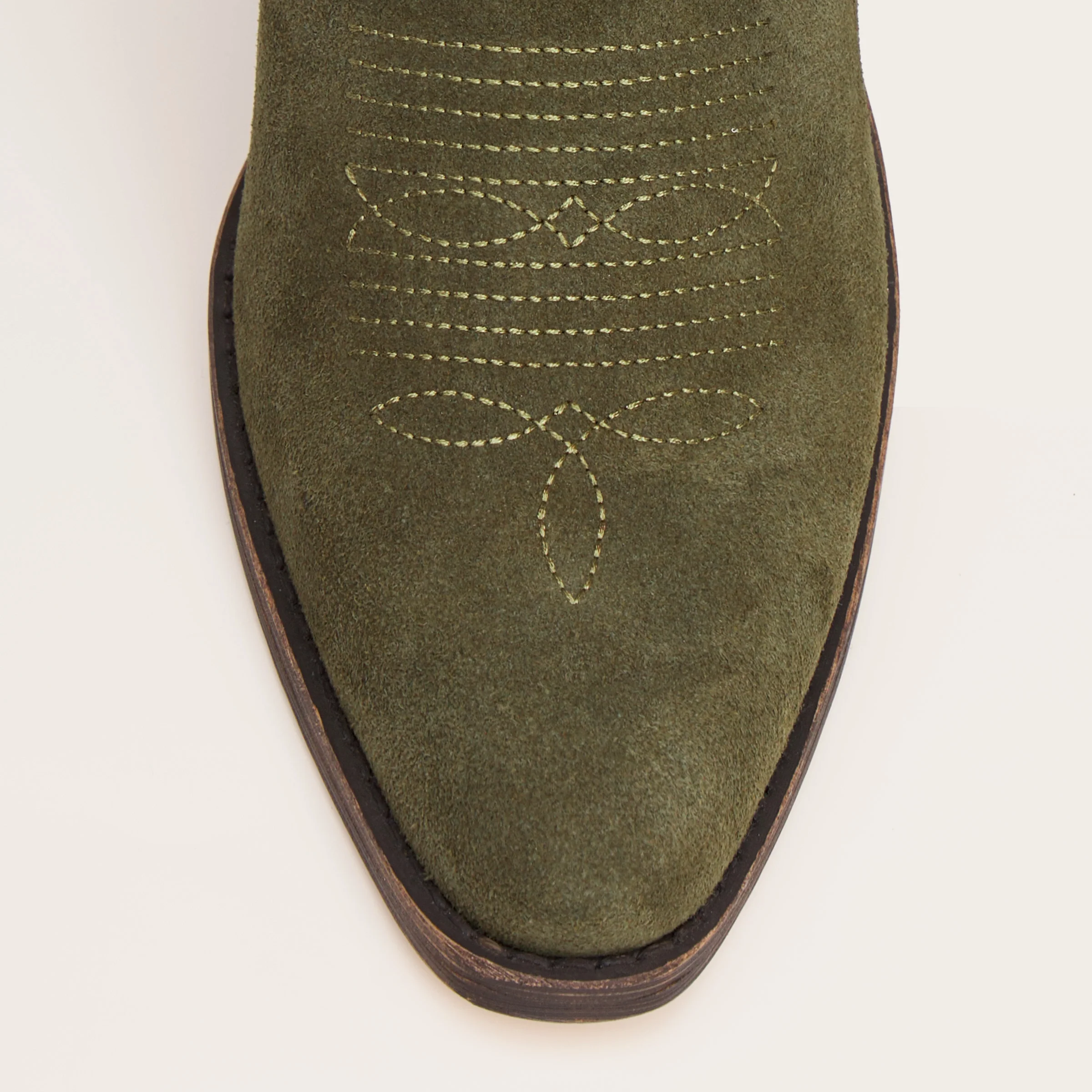 The Laurey - Olive Suede Embroidered Cowgirl Boots with Classic Western Flair - Image 8