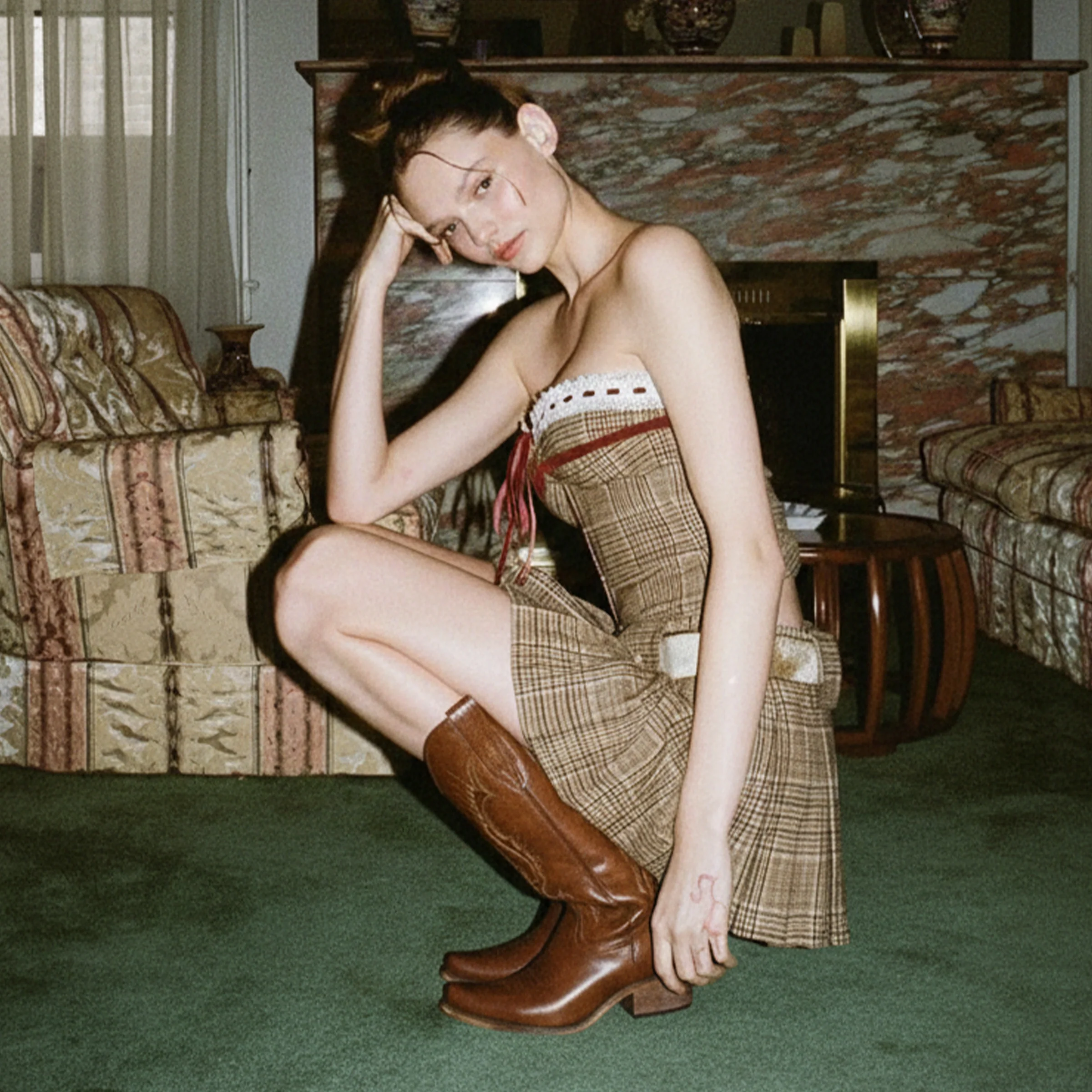 The Phoenix - Brown Short Tall Cowboy Boots with Classic Western Embroidery - Image 10