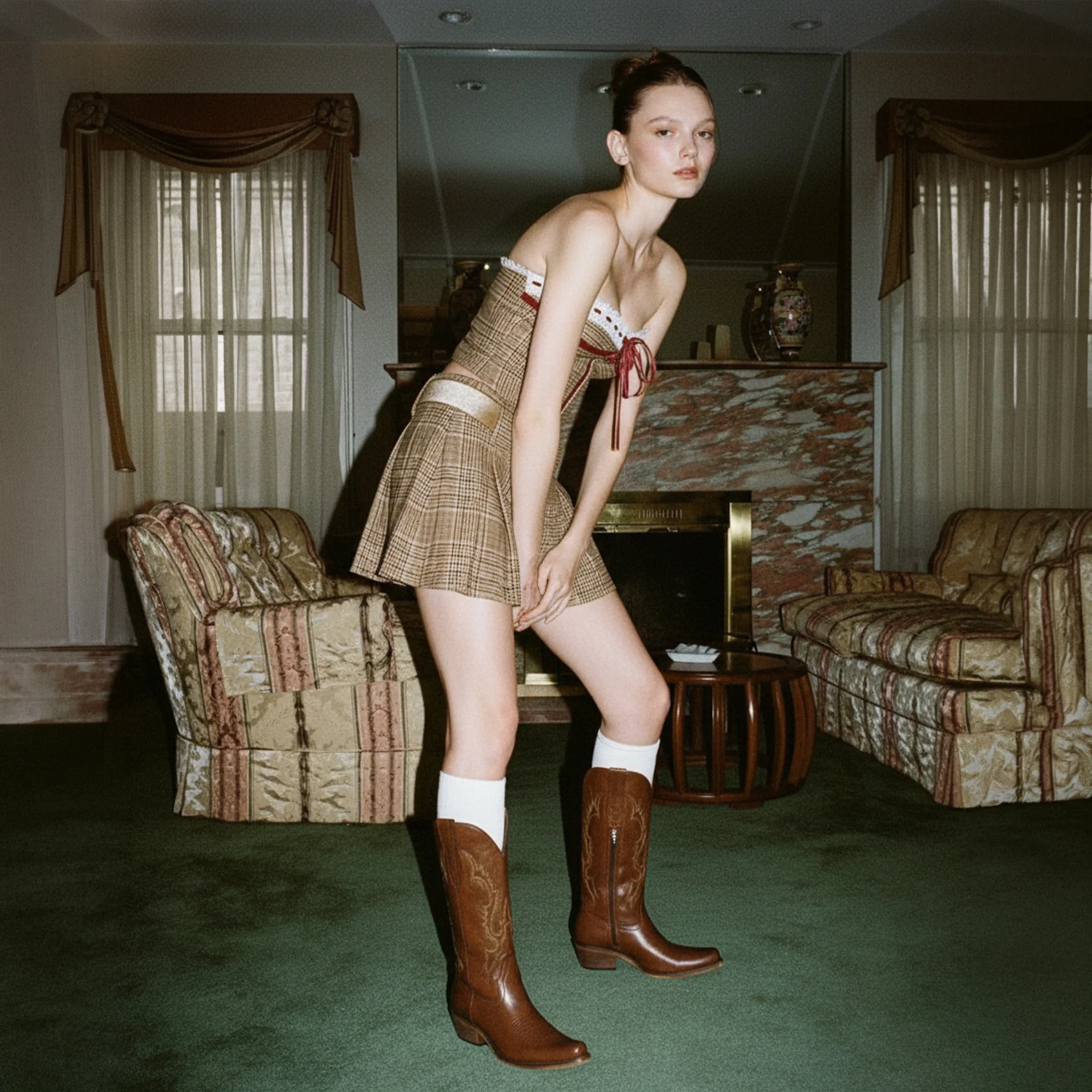 The Phoenix - Brown Short Tall Cowboy Boots with Classic Western Embroidery - Image 11