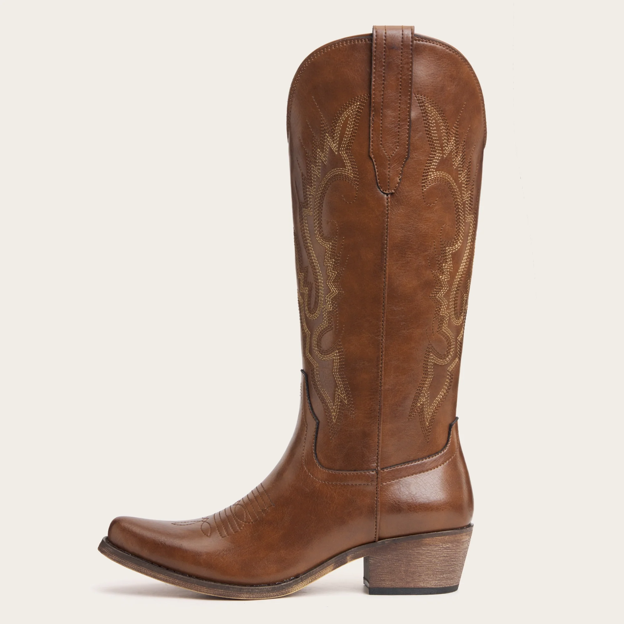 The Phoenix - Brown Short Tall Cowboy Boots with Classic Western Embroidery - Image 4