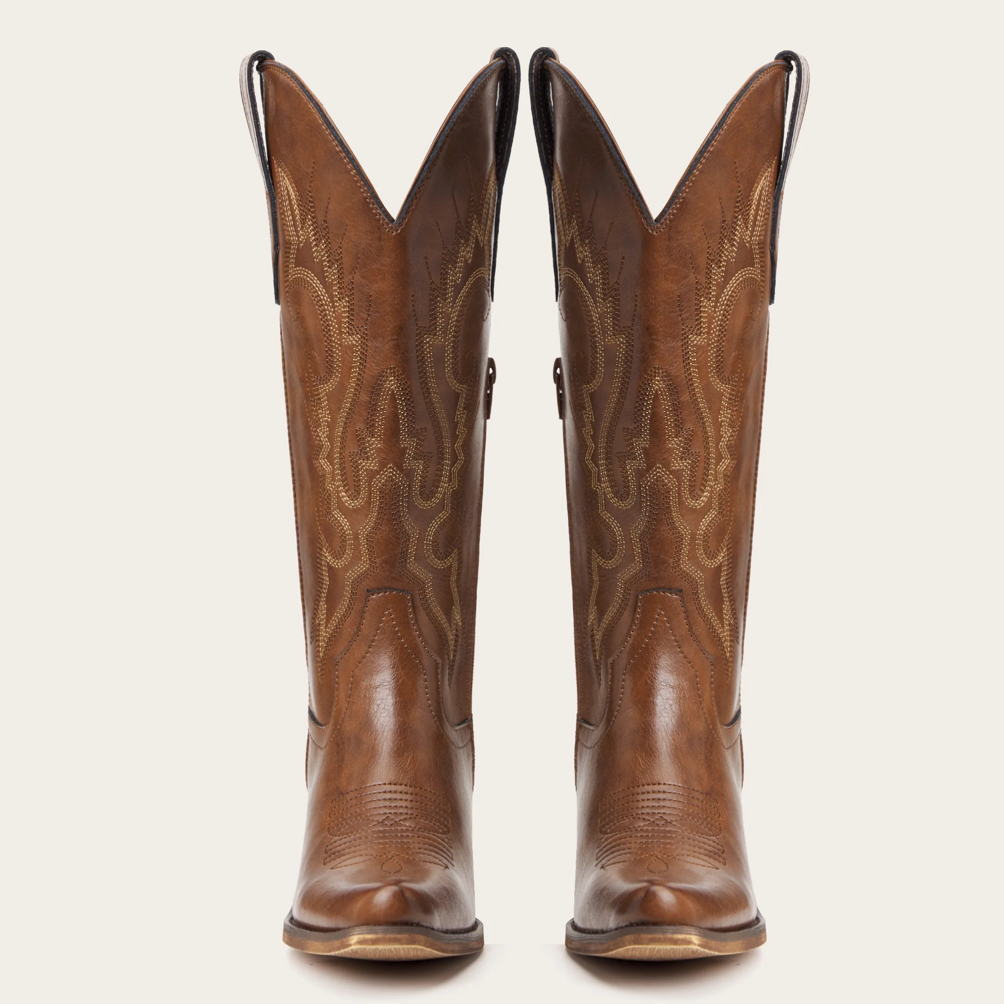 The Phoenix - Brown Short Tall Cowboy Boots with Classic Western Embroidery - Image 8