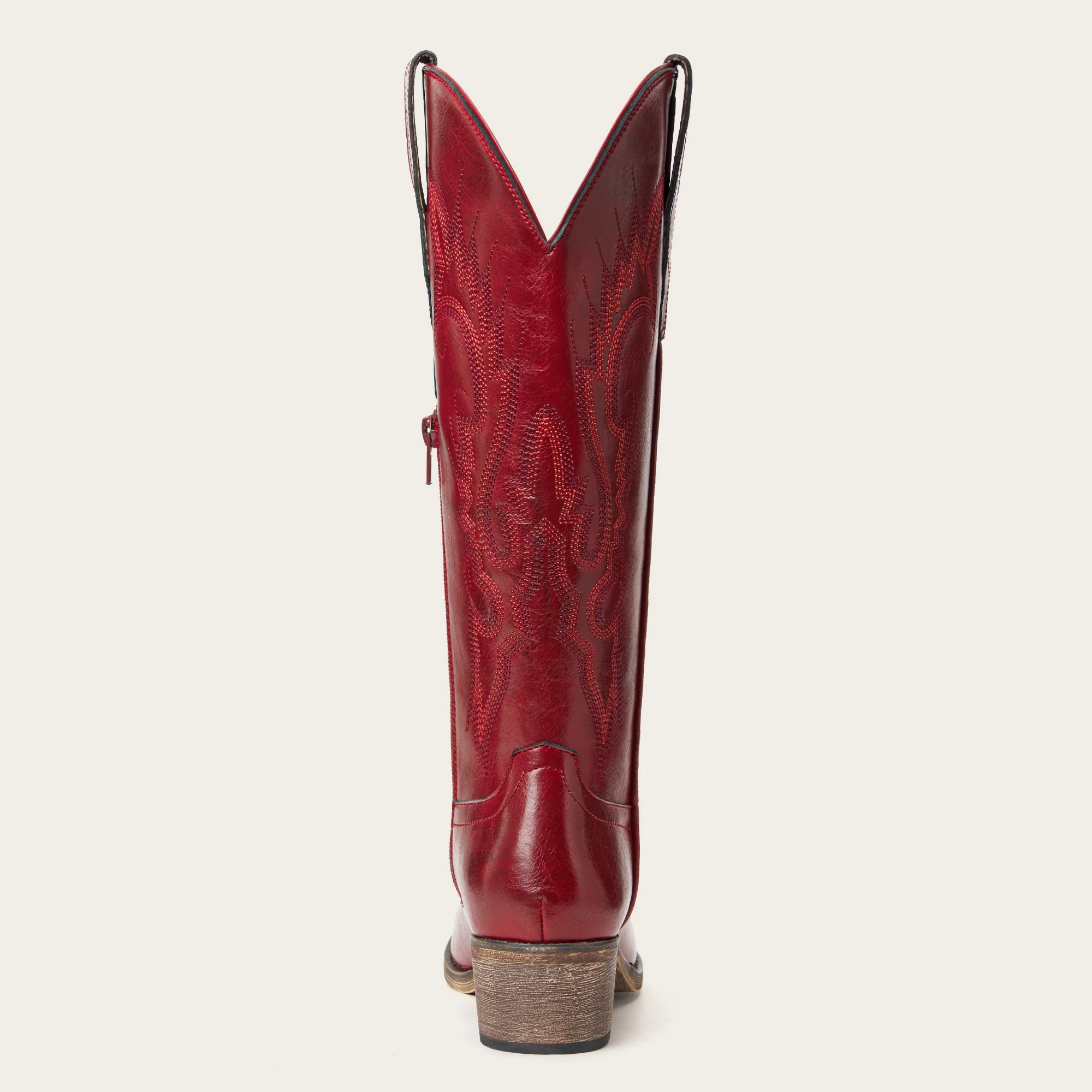The Phoenix - Crimson Short Tall Cowboy Boots with Classic Western Embroidery - Image 14