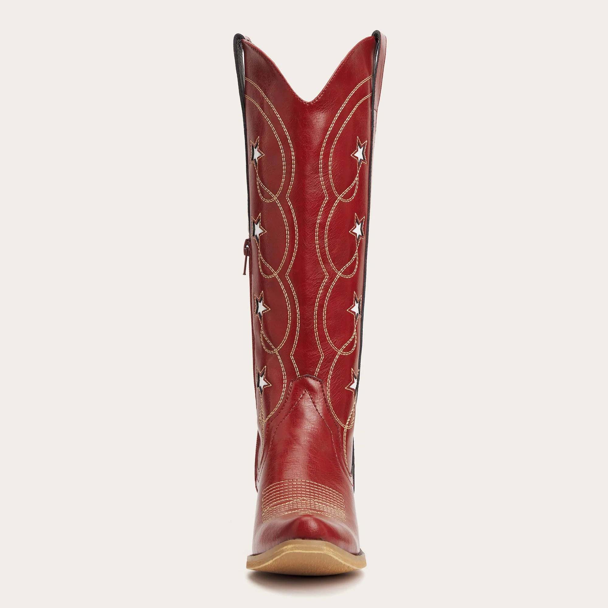The Starla – Cherry Red Star Embroidered Cowgirl Boots - Image 11