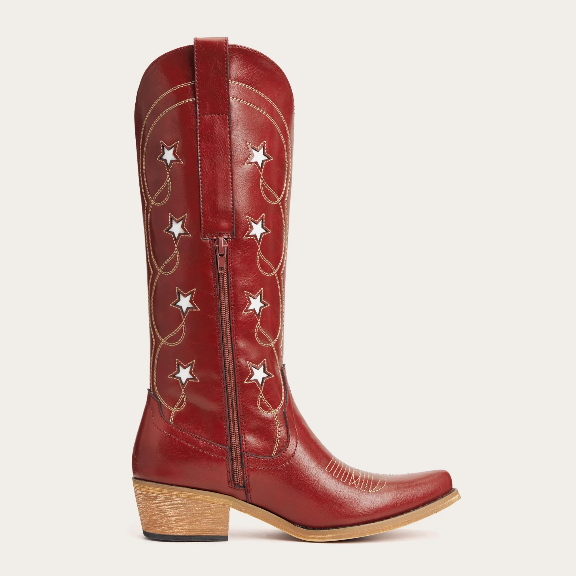 The Starla – Cherry Red Star Embroidered Cowgirl Boots - Image 5