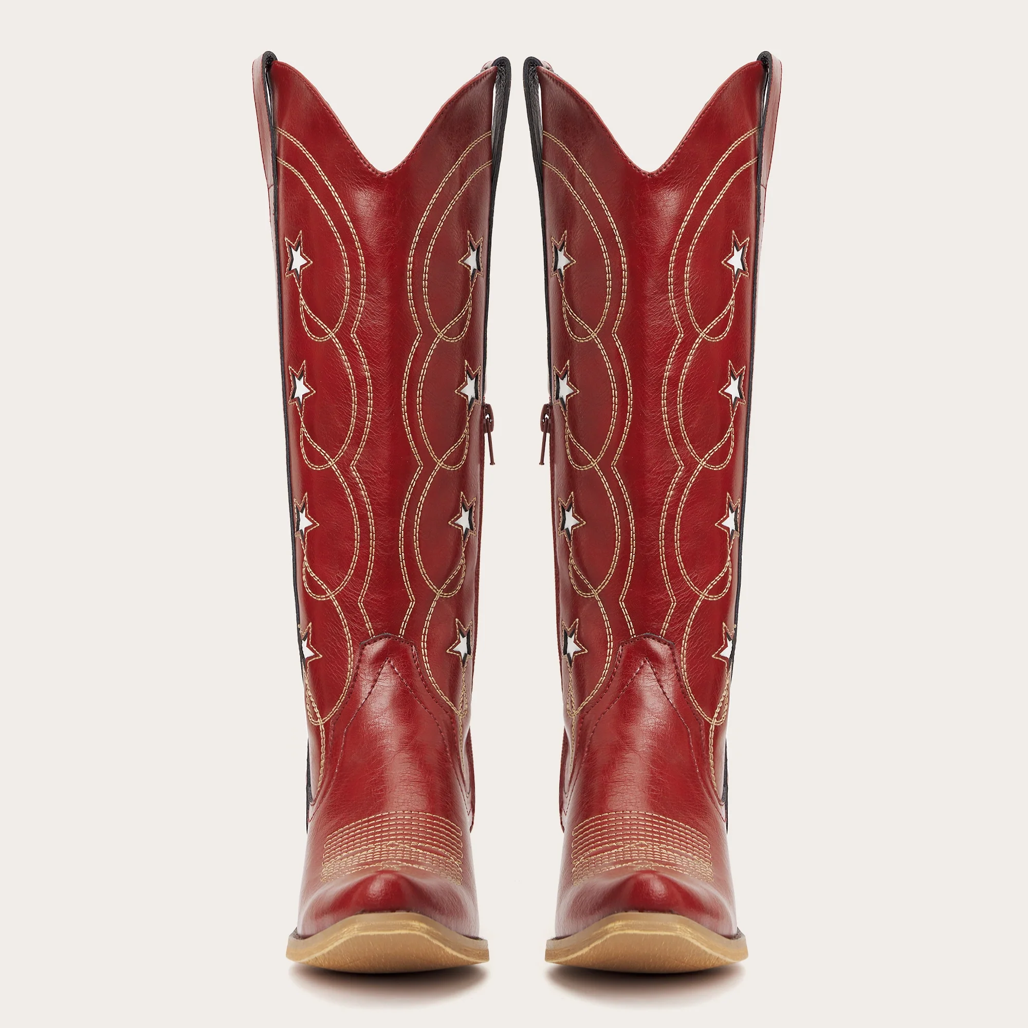 The Starla – Cherry Red Star Embroidered Cowgirl Boots - Image 6