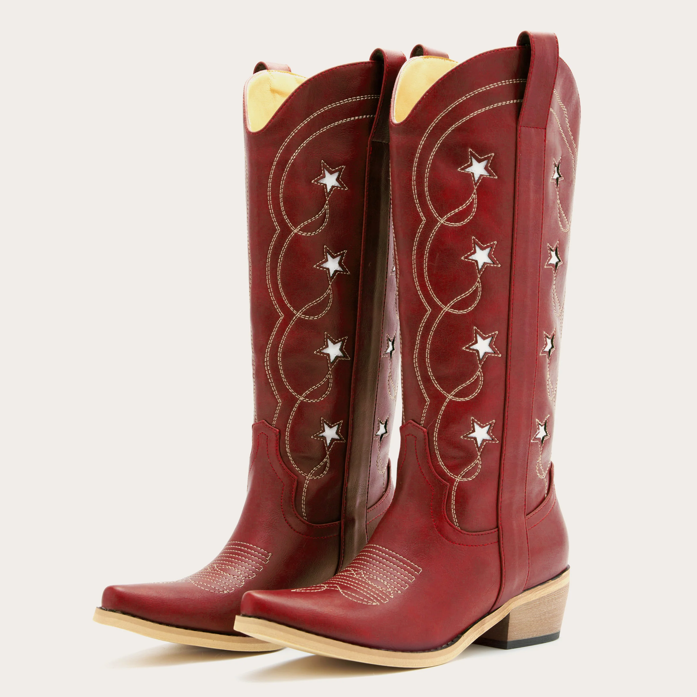 The Stella - Red Starry Embroidered Cowgirl Boots with Bold Detailing - Image 5