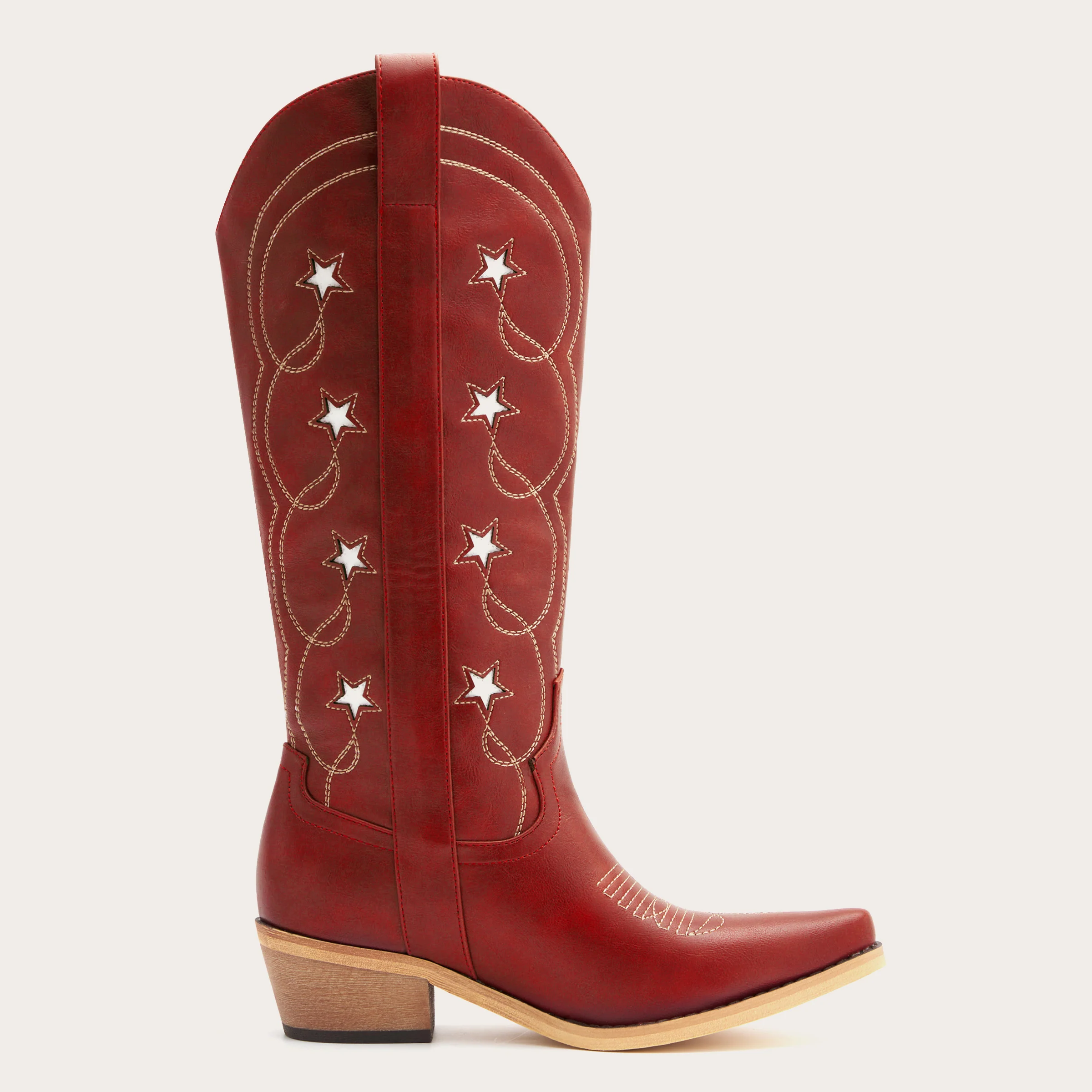 The Stella - Red Starry Embroidered Cowgirl Boots with Bold Detailing - Image 7