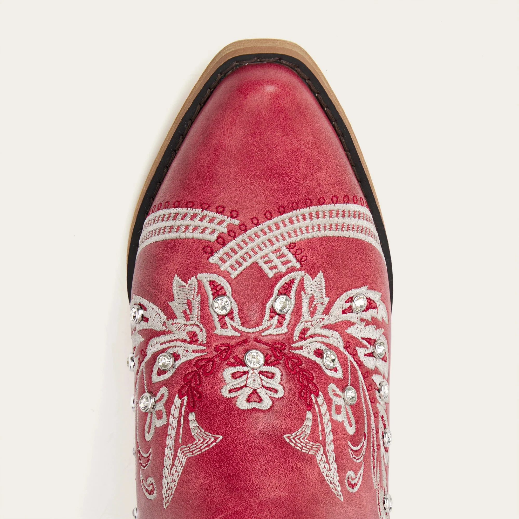 The Aurelia - Crimson Blaze Women's Cowgirl Boots with Snip Toe & Floral Embroidery - Image 10