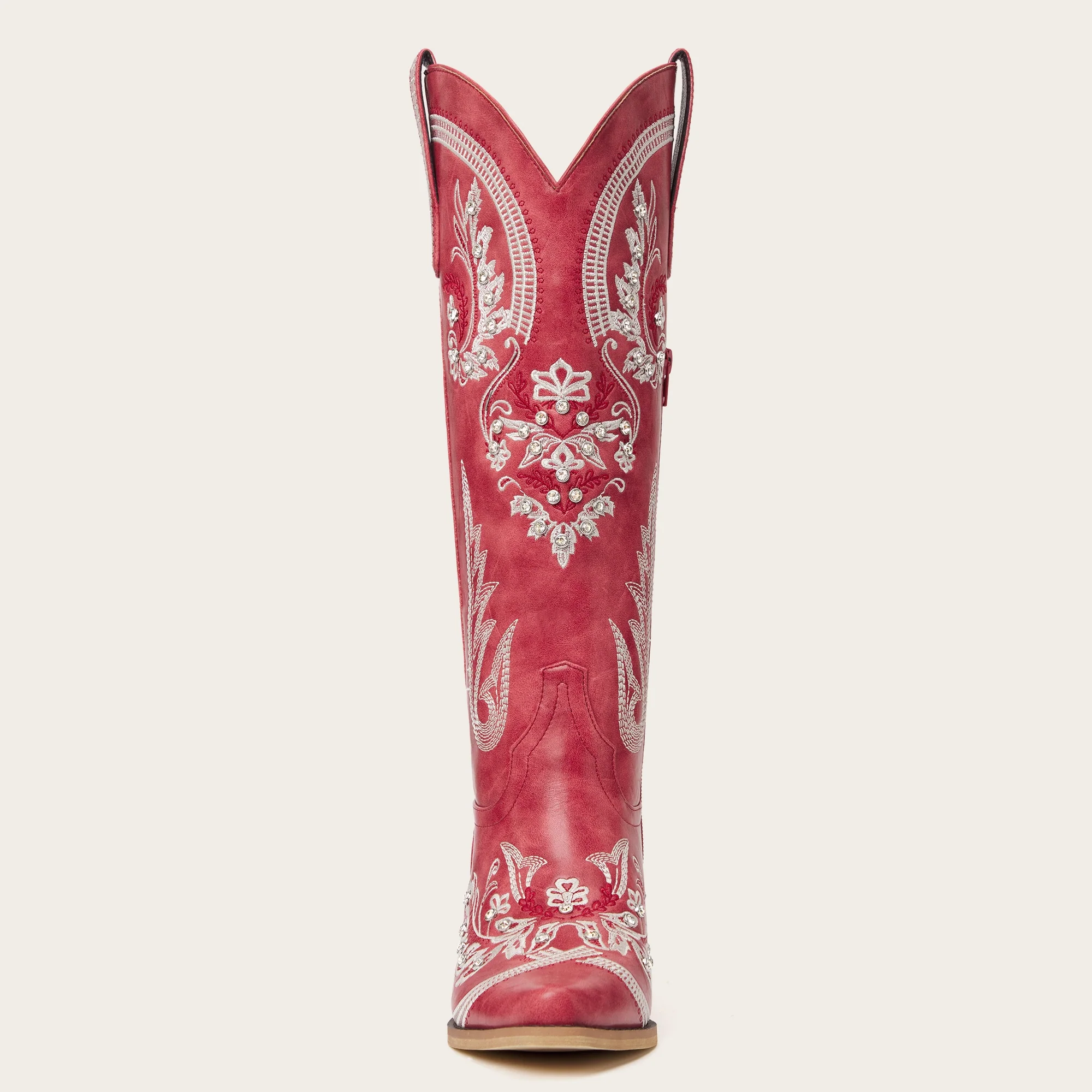 The Aurelia - Crimson Blaze Women's Cowgirl Boots with Snip Toe & Floral Embroidery - Image 12