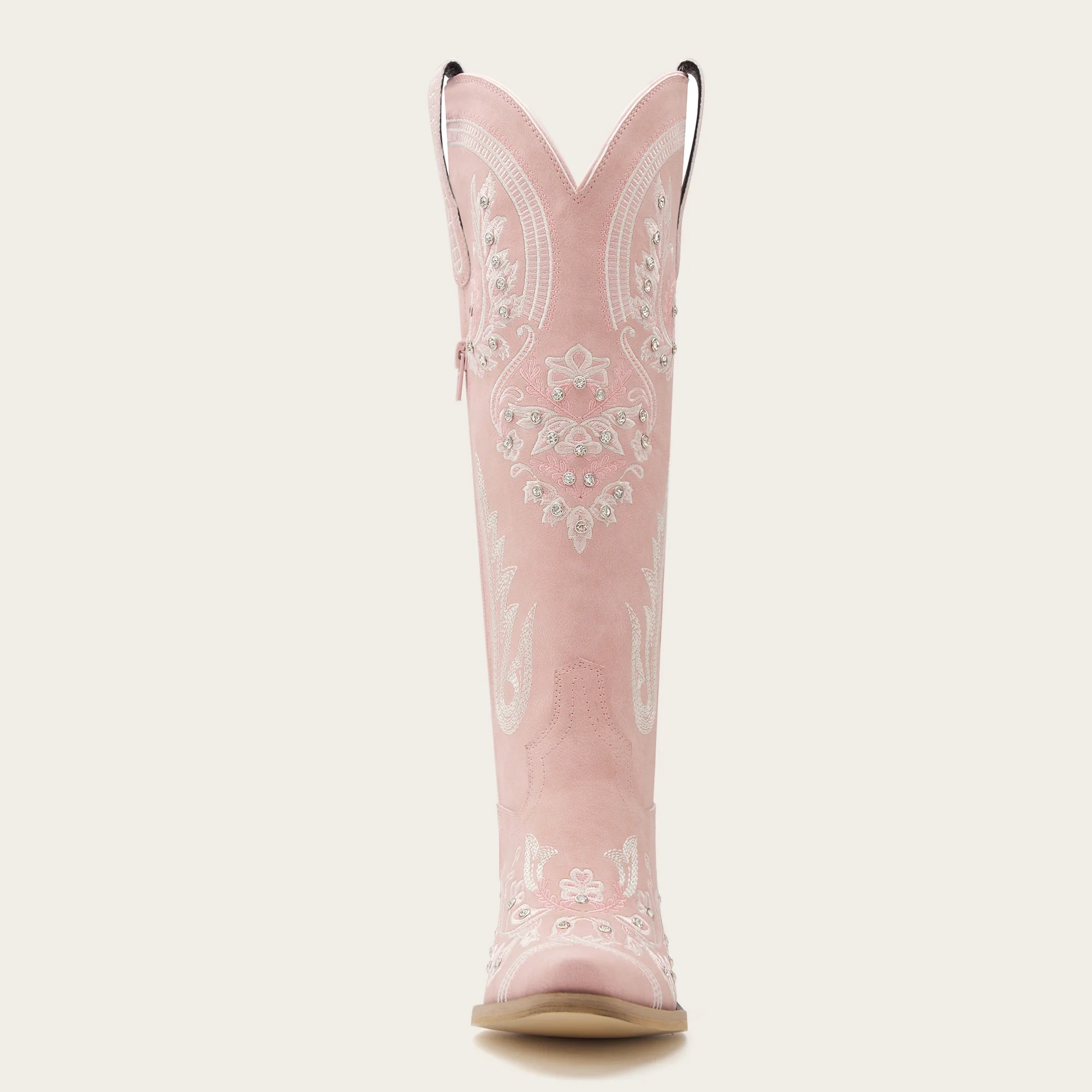 The Aurelia - Pink Women's Cowboy Boots with Snip Toe & Floral Embroidery - Image 12