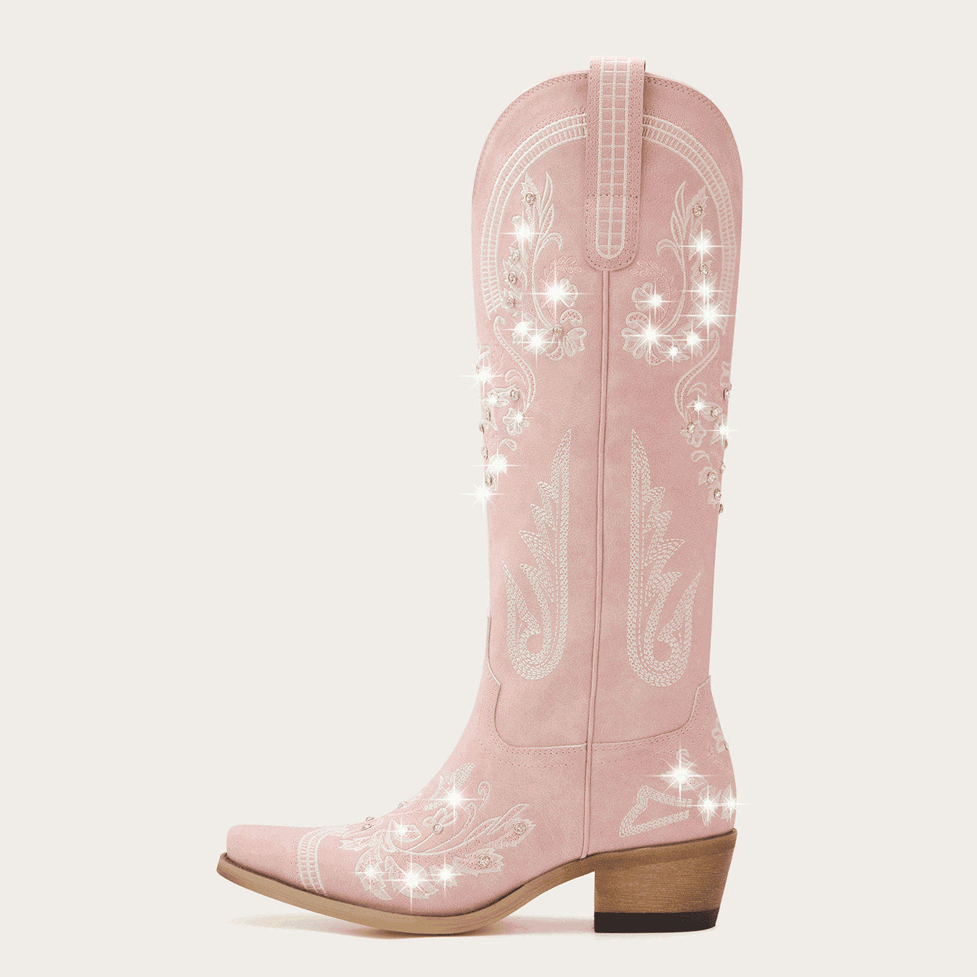 The Aurelia - Pink Women's Cowboy Boots with Snip Toe & Floral Embroidery - Image 4