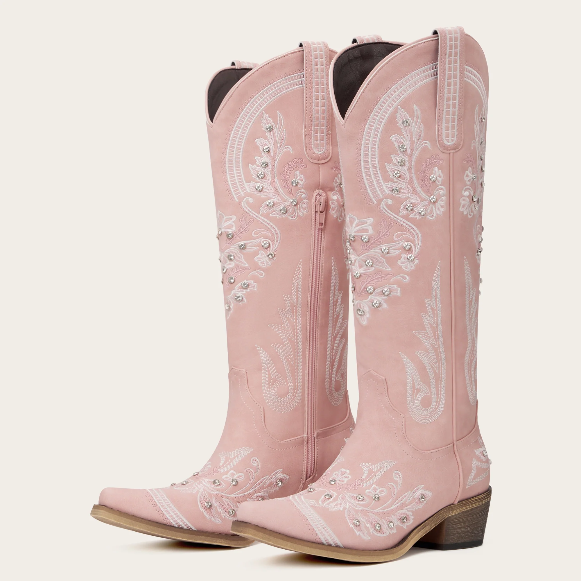 The Aurelia - Pink Women's Cowboy Boots with Snip Toe & Floral Embroidery - Image 5