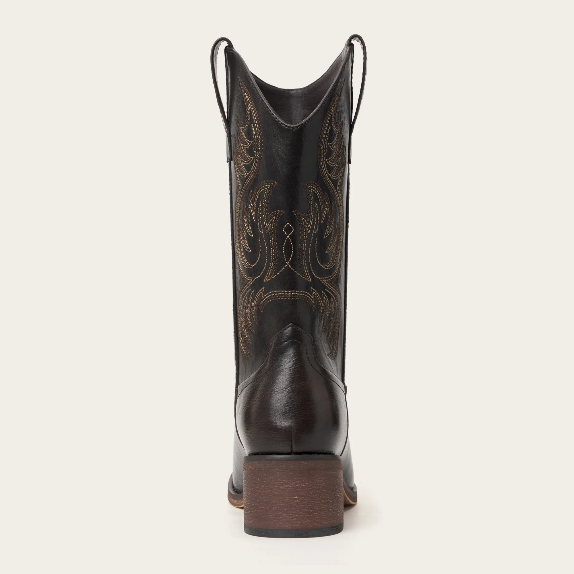 The Bronco - Black Square Toe Embroidered Mid-calf Cowgirl Boots - Image 10