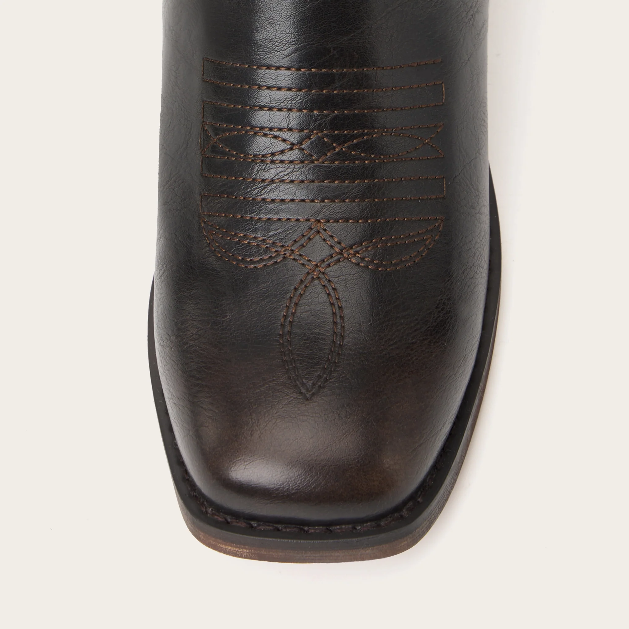 The Bronco - Black Square Toe Embroidered Mid-calf Cowgirl Boots - Image 11