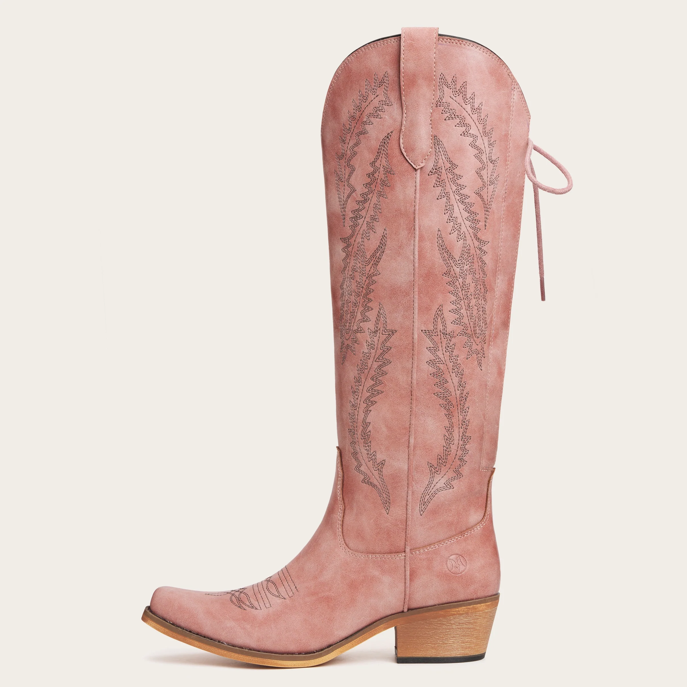The Cattle - Dusty Rose Tall Wide Calf Western Boots with Tonal Embroidery - Image 4