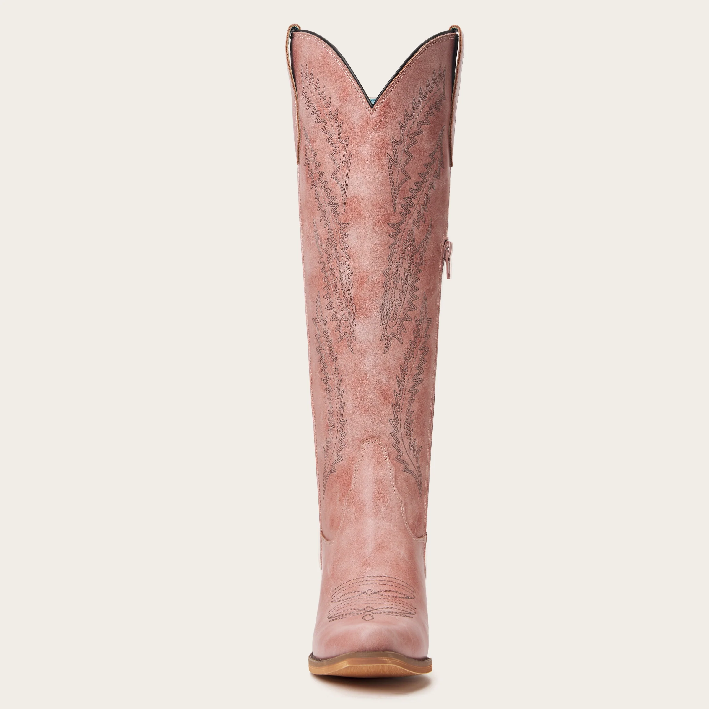 The Cattle - Dusty Rose Tall Wide Calf Western Boots with Tonal Embroidery - Image 9