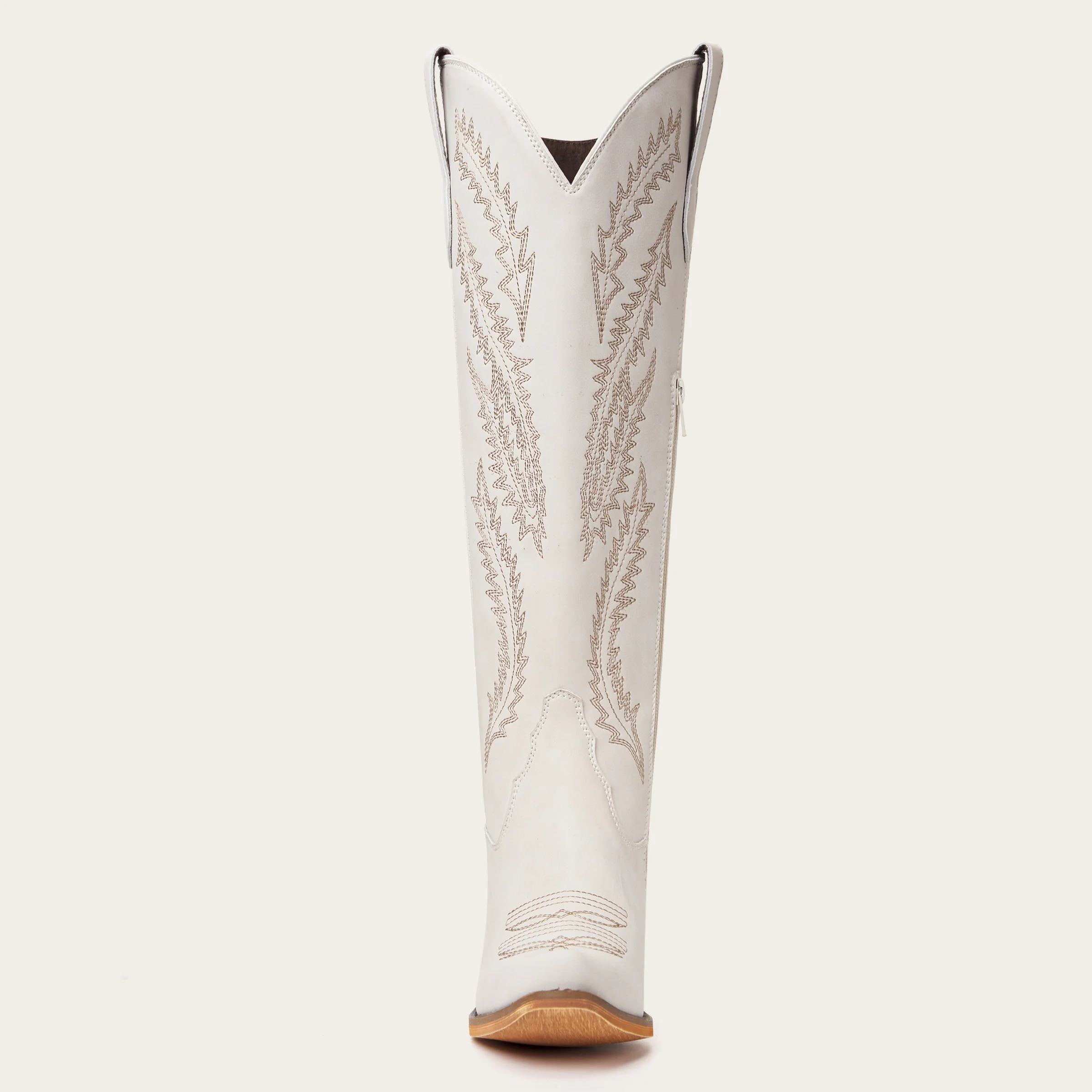 The Cattle - Ivory Tall Wide Calf Western Boots with Tonal Embroidery - Image 11