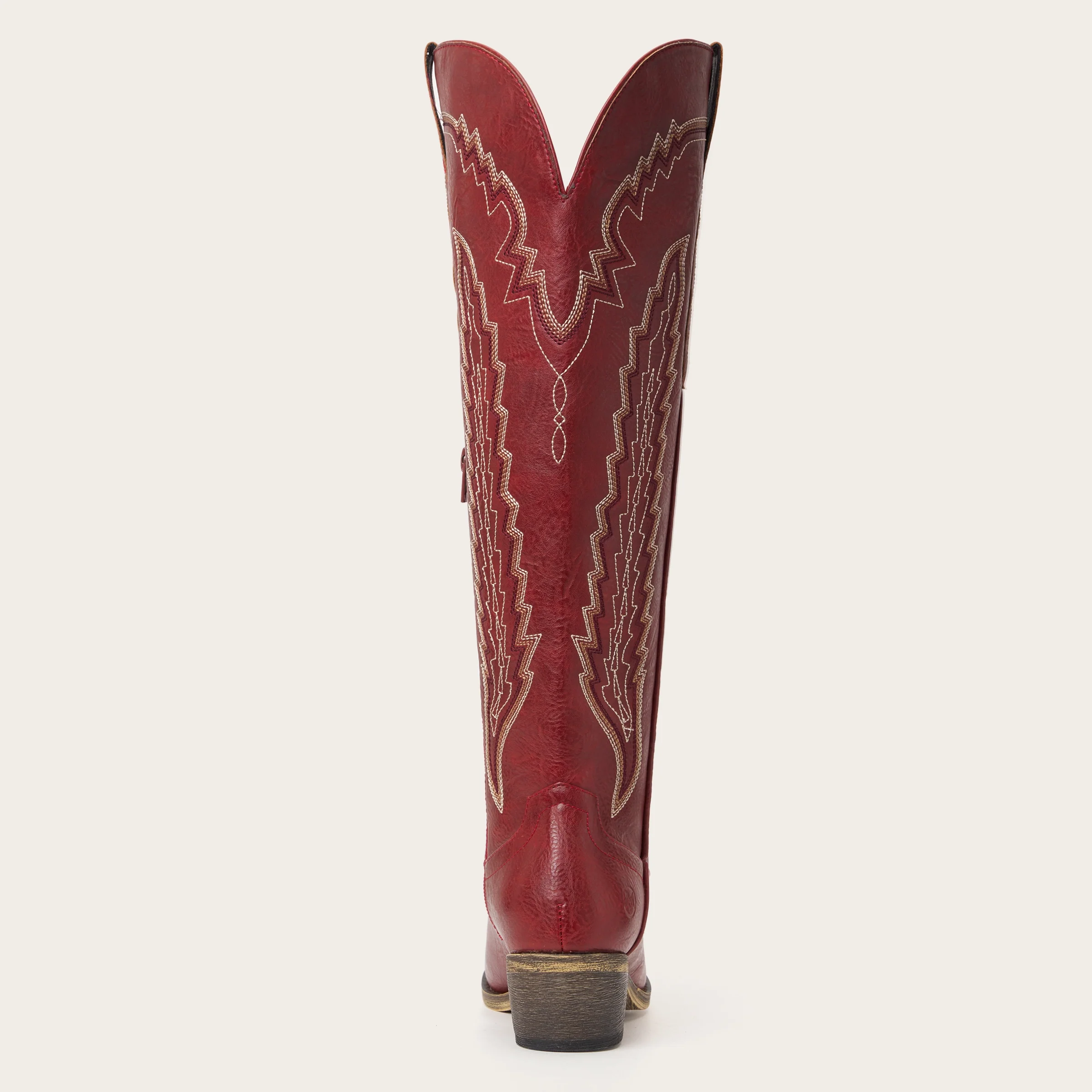 The Crimson Fire - Red Wide Calf Over the Knee Cowgirl Boots with Fire Embroidery - Image 13