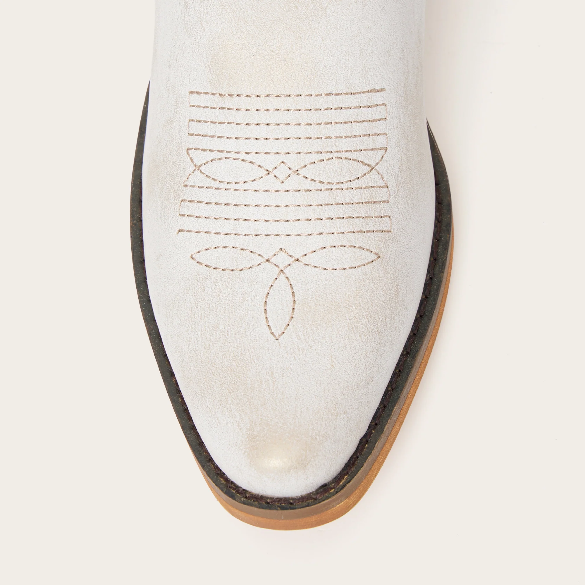The Elizabeth - Ivory Cowgirl Boots Snip Toe with Embroidered Detail - Image 11