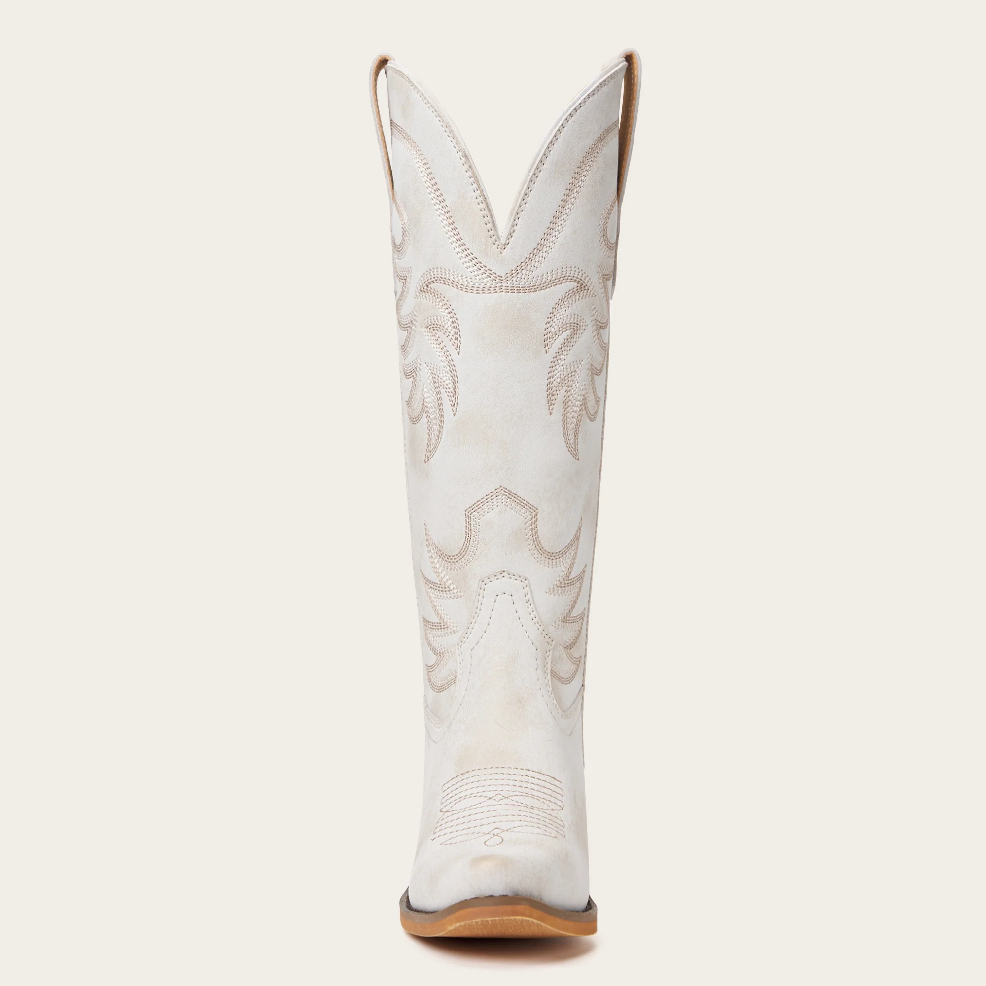The Elizabeth - Ivory Cowgirl Boots Snip Toe with Embroidered Detail - Image 13