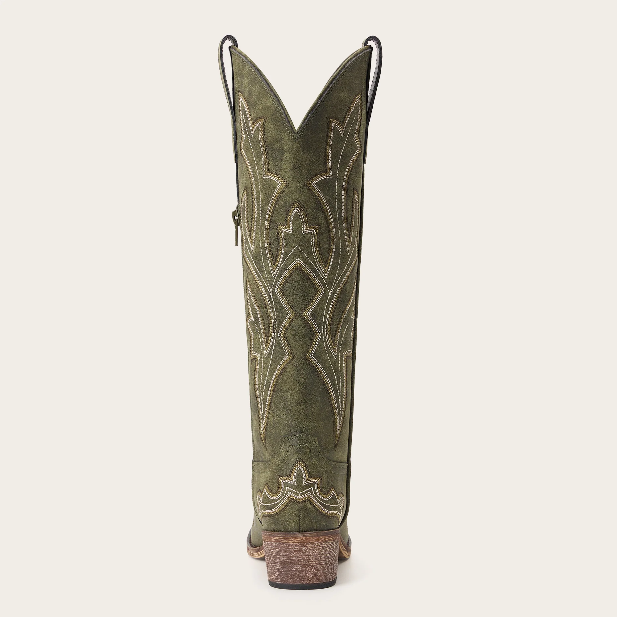 The Etta - Olive Short Tall Cowgirl Boots with Delicate Embroidery - Image 11