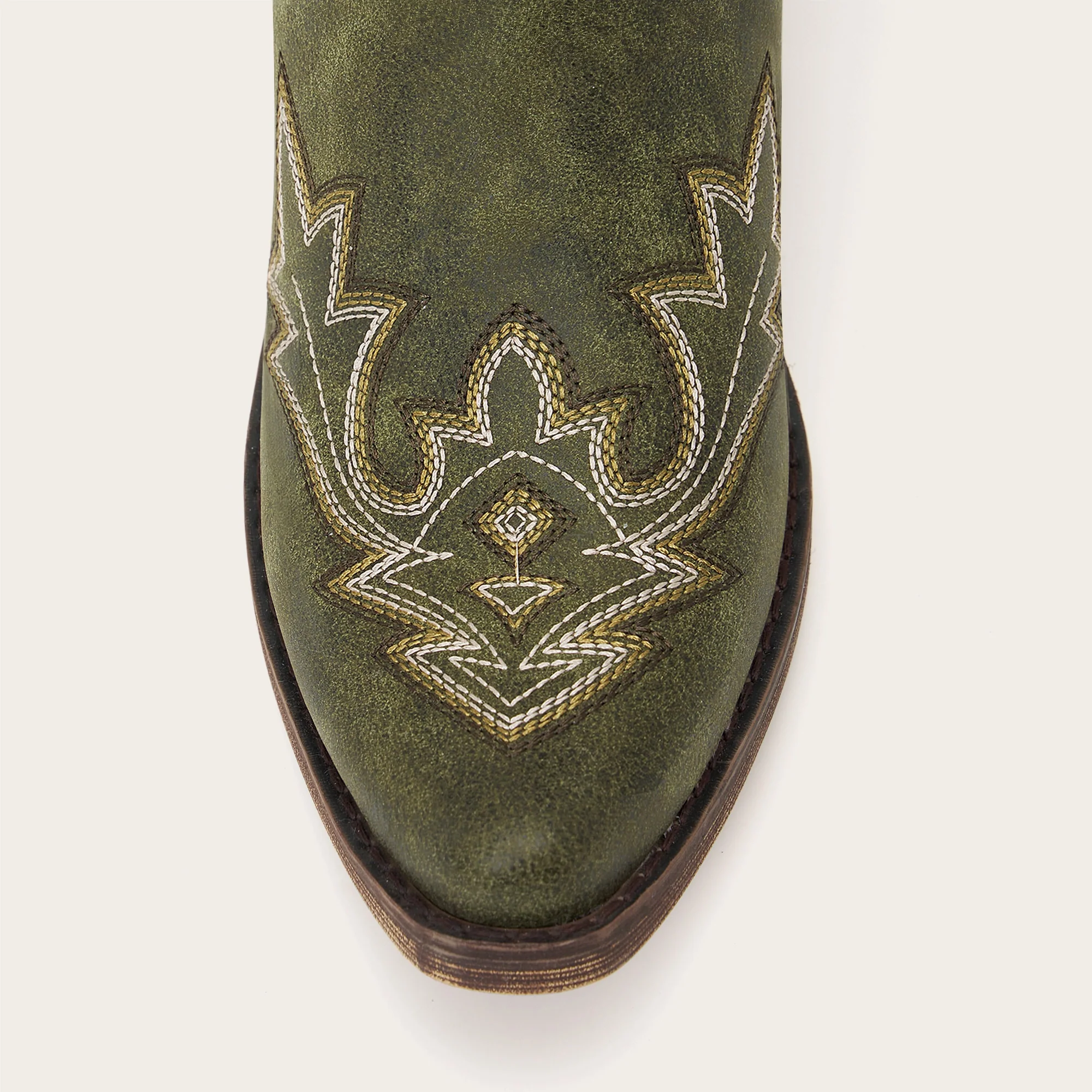 The Etta - Olive Short Tall Cowgirl Boots with Delicate Embroidery - Image 12