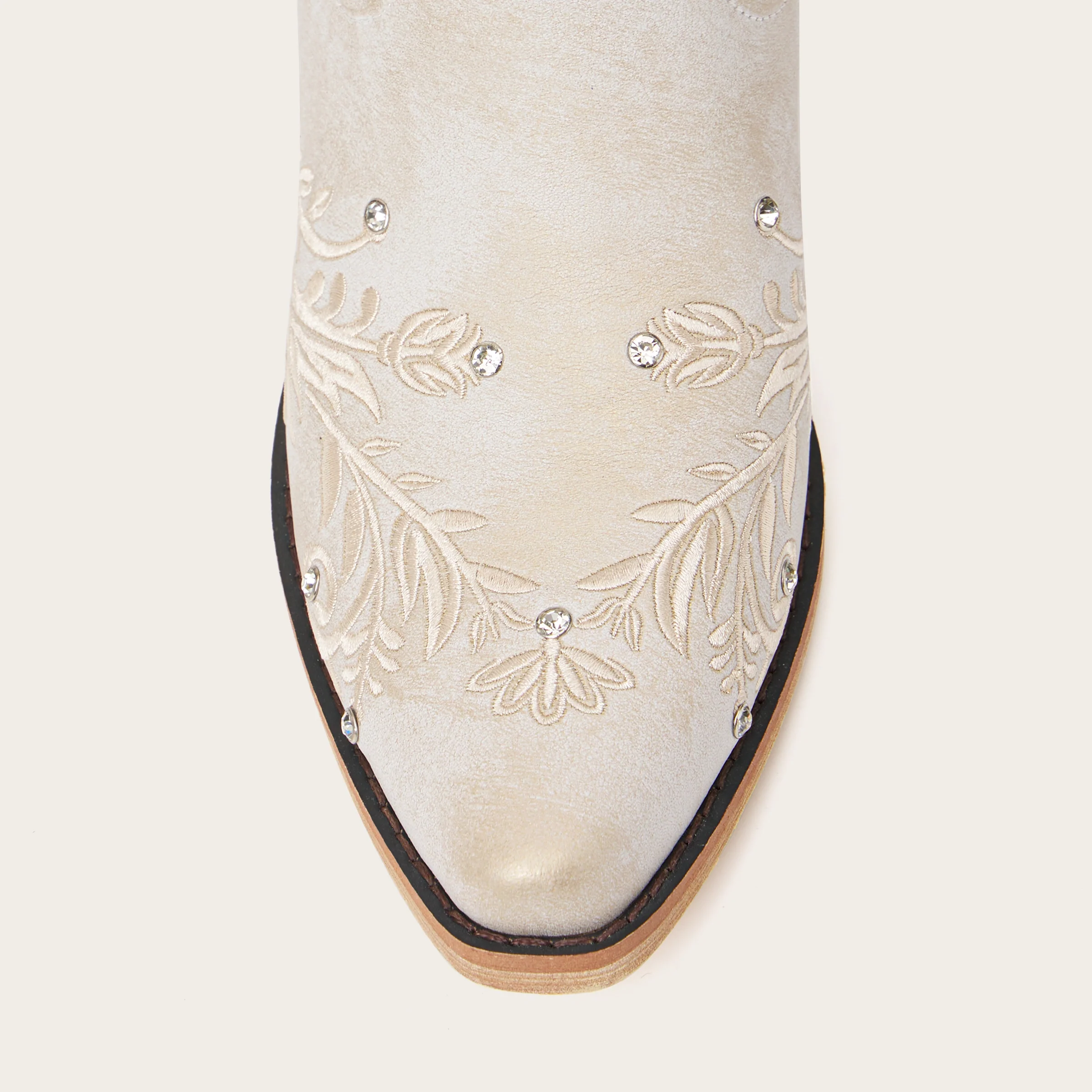 The Everly - Ivory Cowgirl Boots with Vine Embroidery and Crystal Accents - Image 10