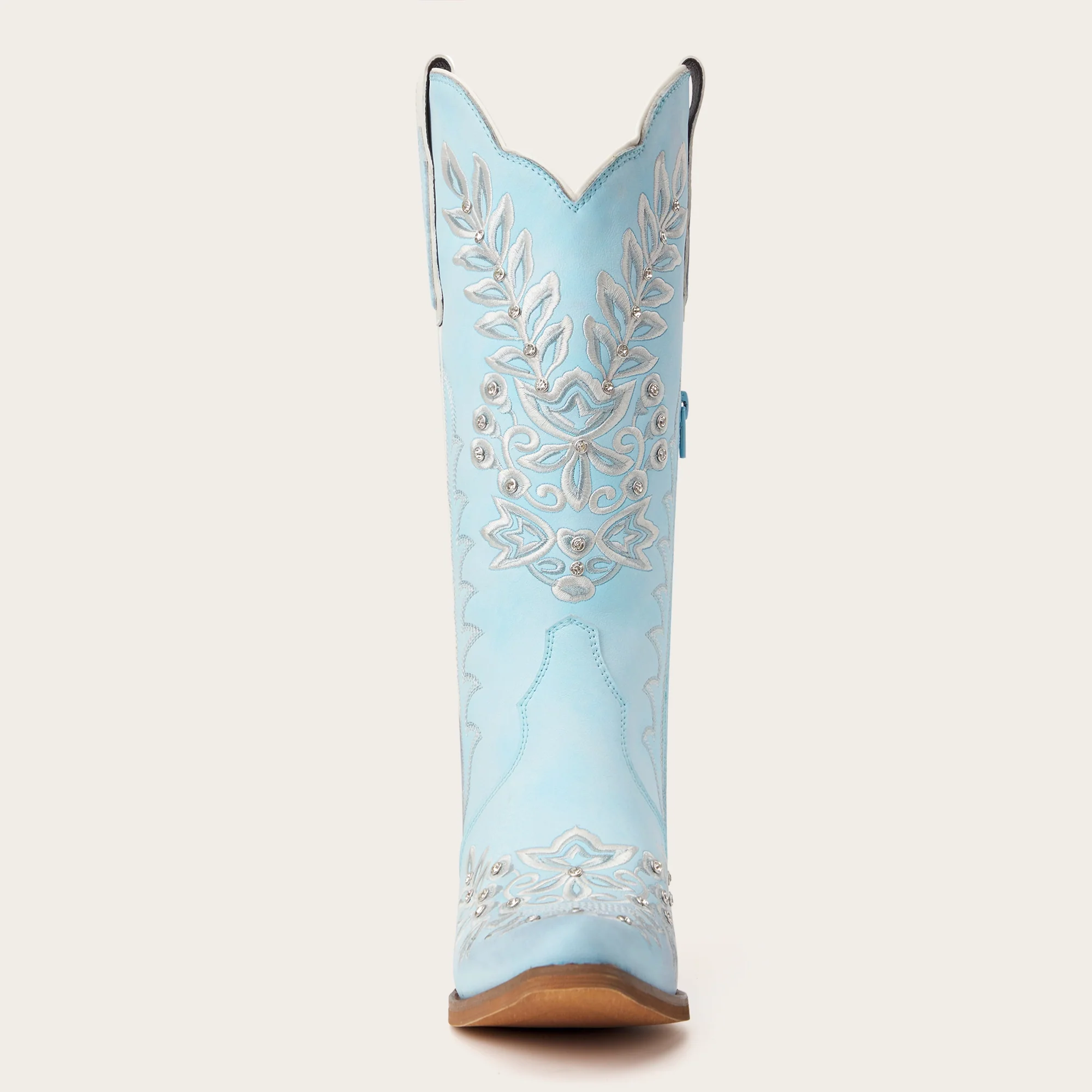 The Grace - Blue Western Boots with Embroidered Floral and Rhinestone Accents - Image 10