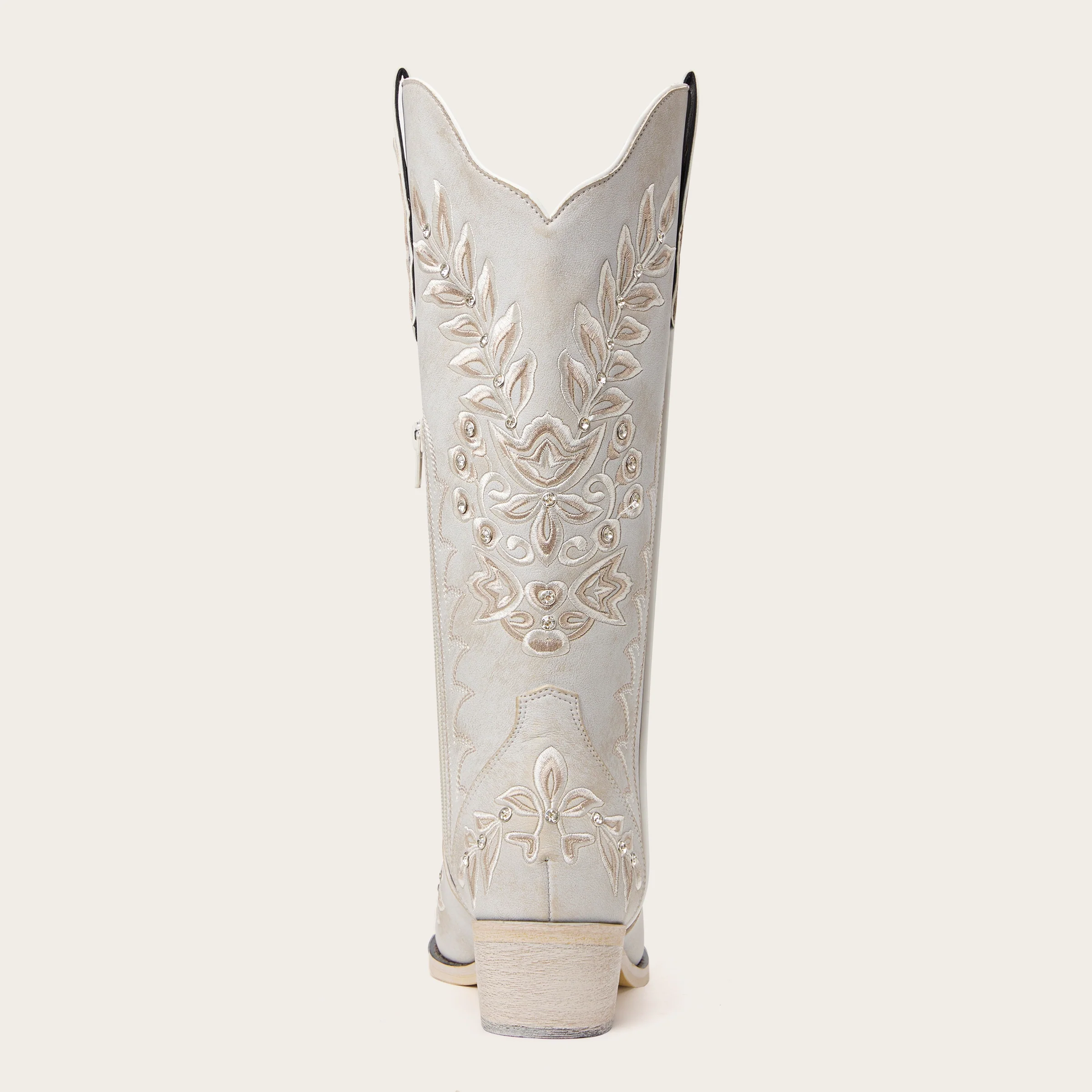 The Grace - Ivory Western Boots with Embroidered Floral and Rhinestone Accents - Image 12