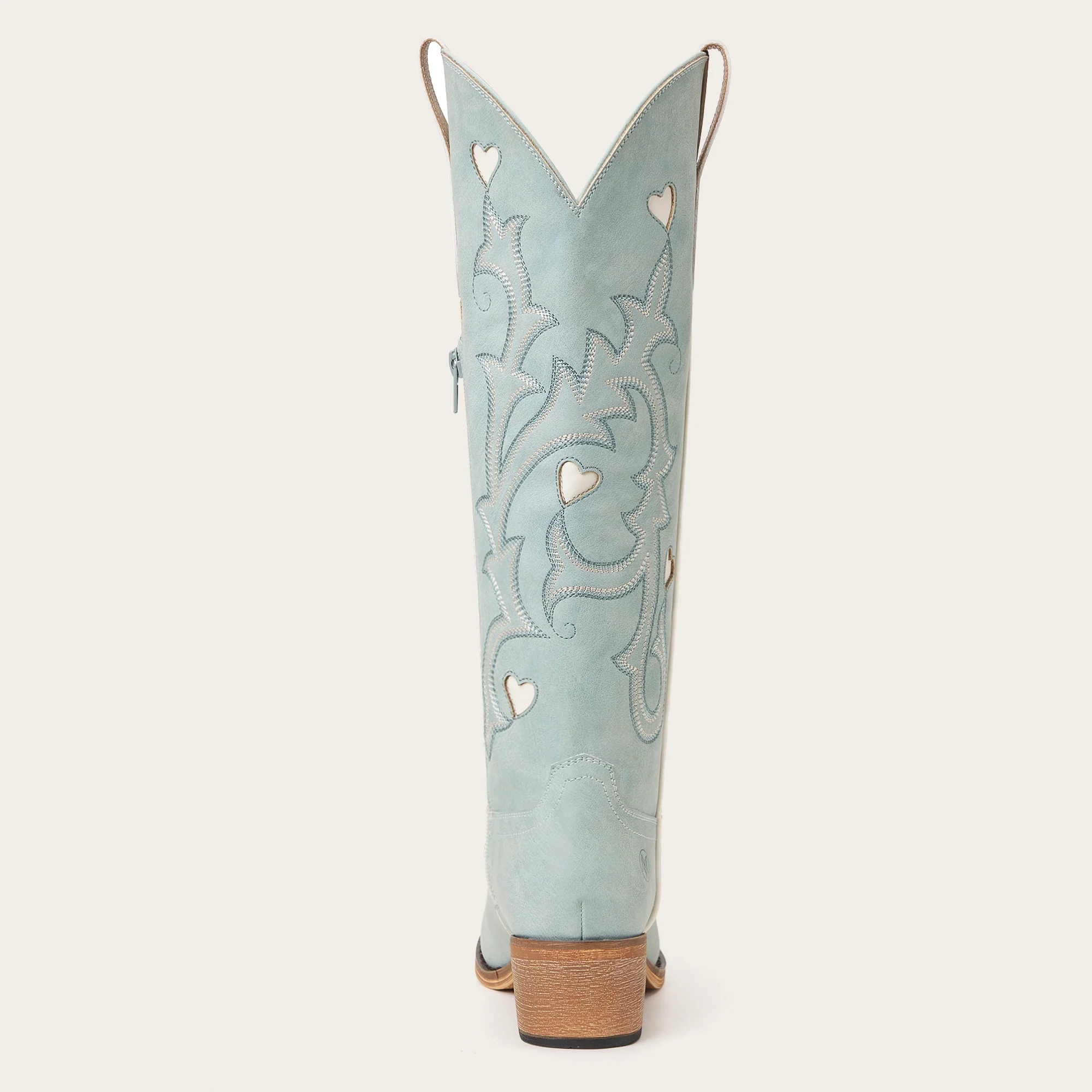 The Hallie - Blue Heart Cutouts Embroidered Western Cowgirl Boots - Image 11