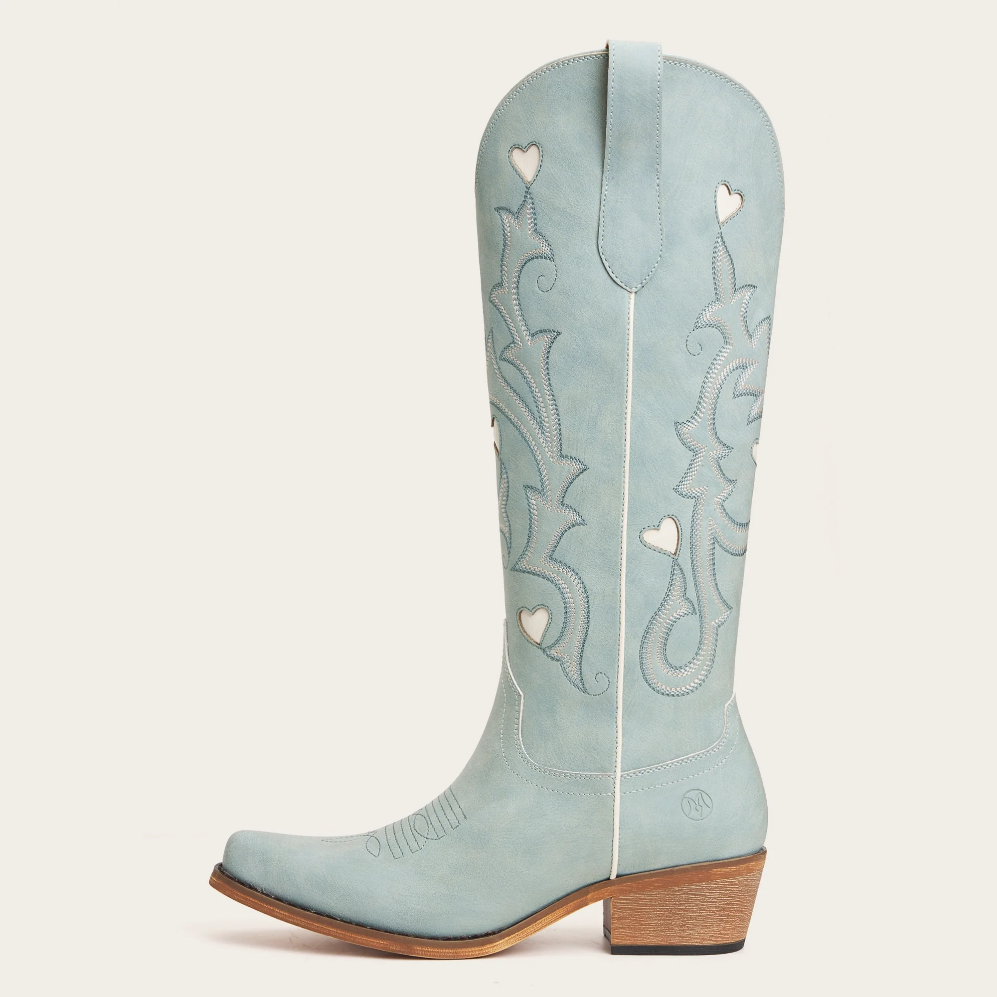 The Hallie - Blue Heart Cutouts Embroidered Western Cowgirl Boots - Image 5