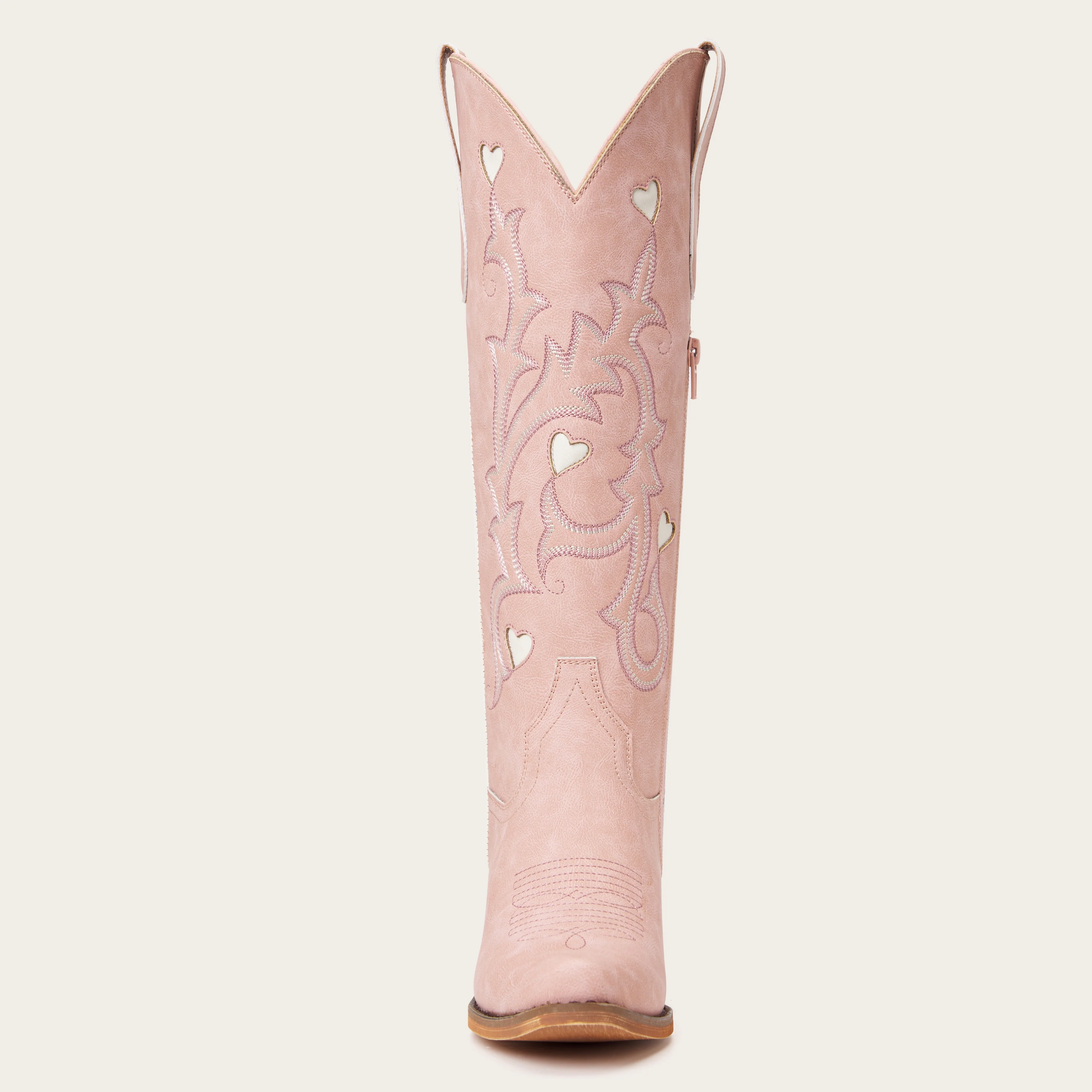The Hallie - Pink Heart Cutouts Embroidered Western Cowgirl Boots - Image 11