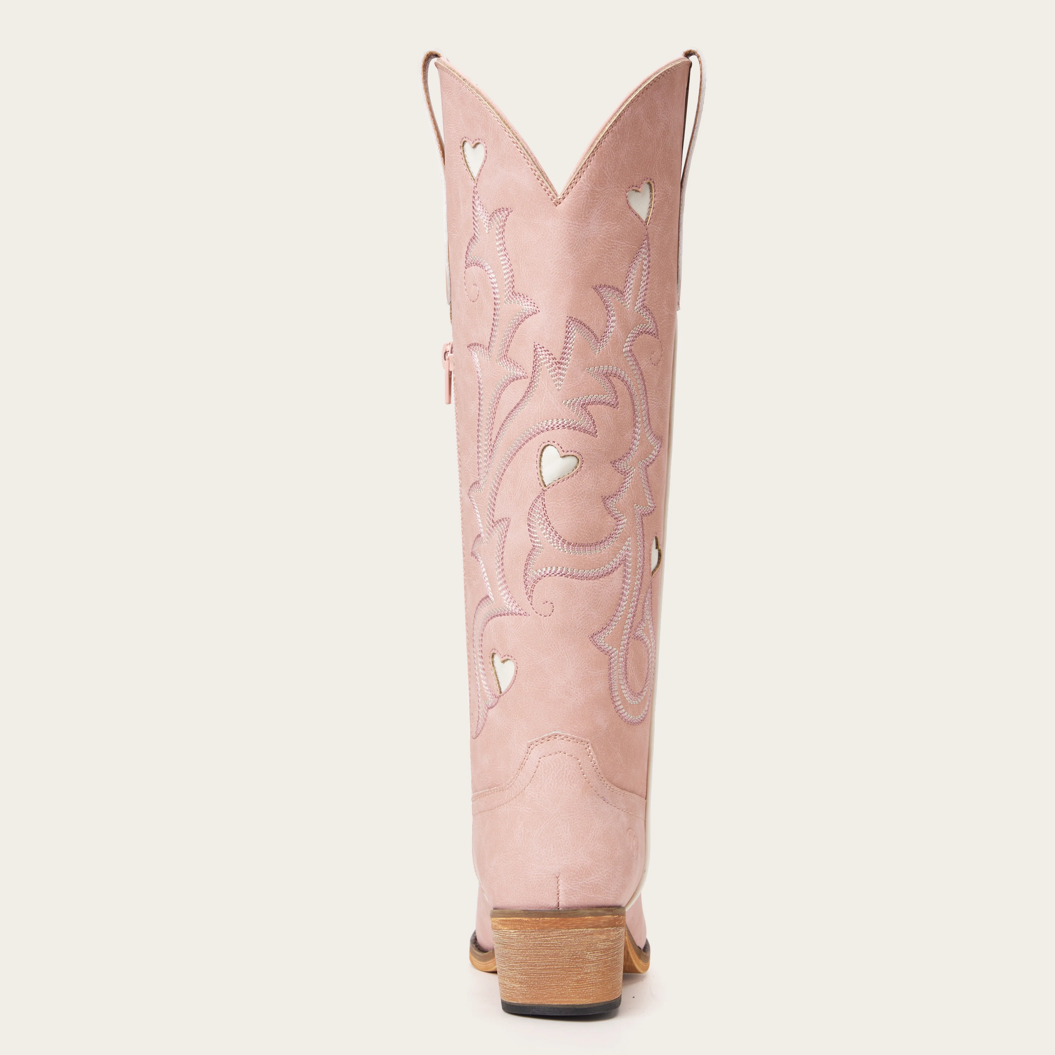 The Hallie - Pink Heart Cutouts Embroidered Western Cowgirl Boots - Image 12