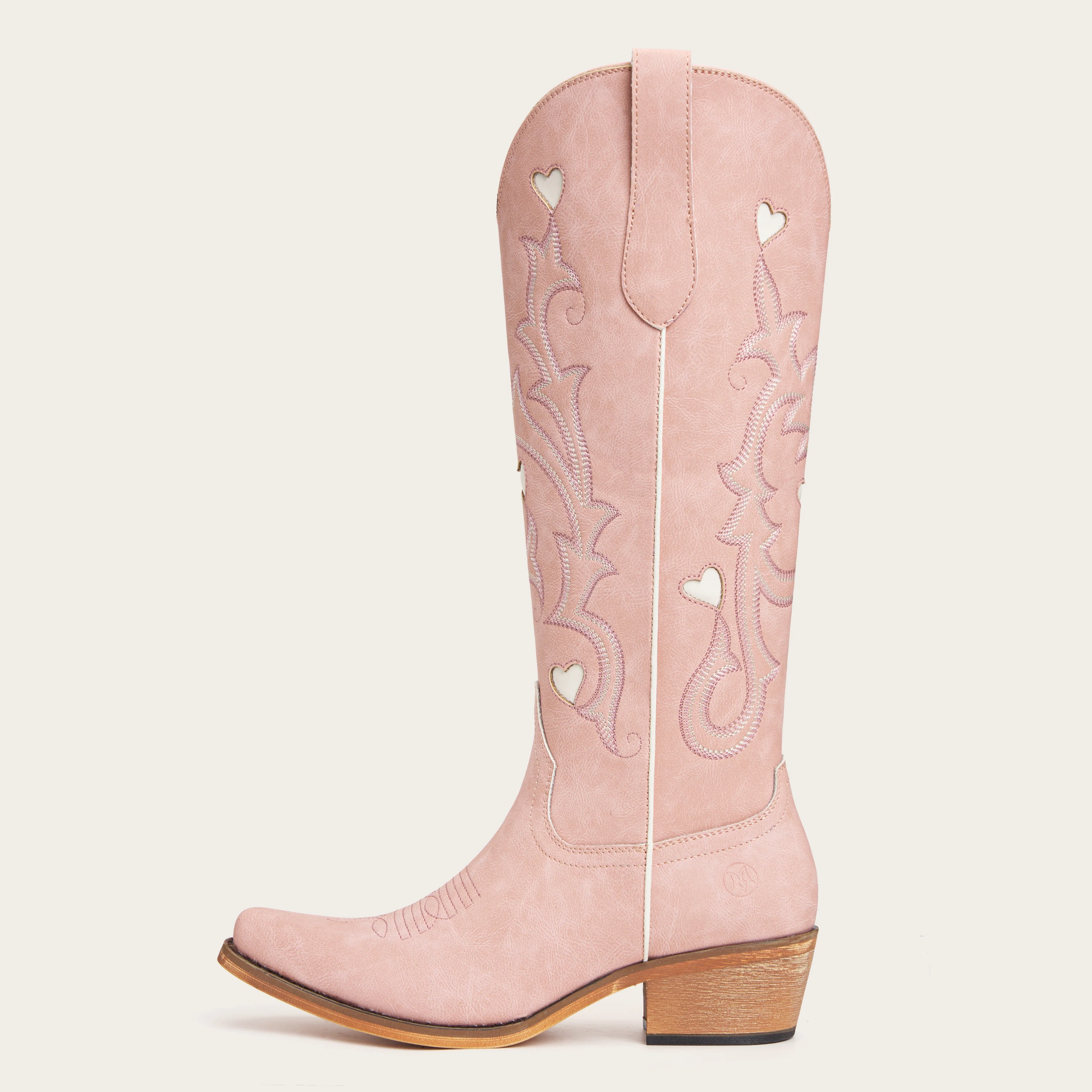 The Hallie - Pink Heart Cutouts Embroidered Western Cowgirl Boots - Image 4
