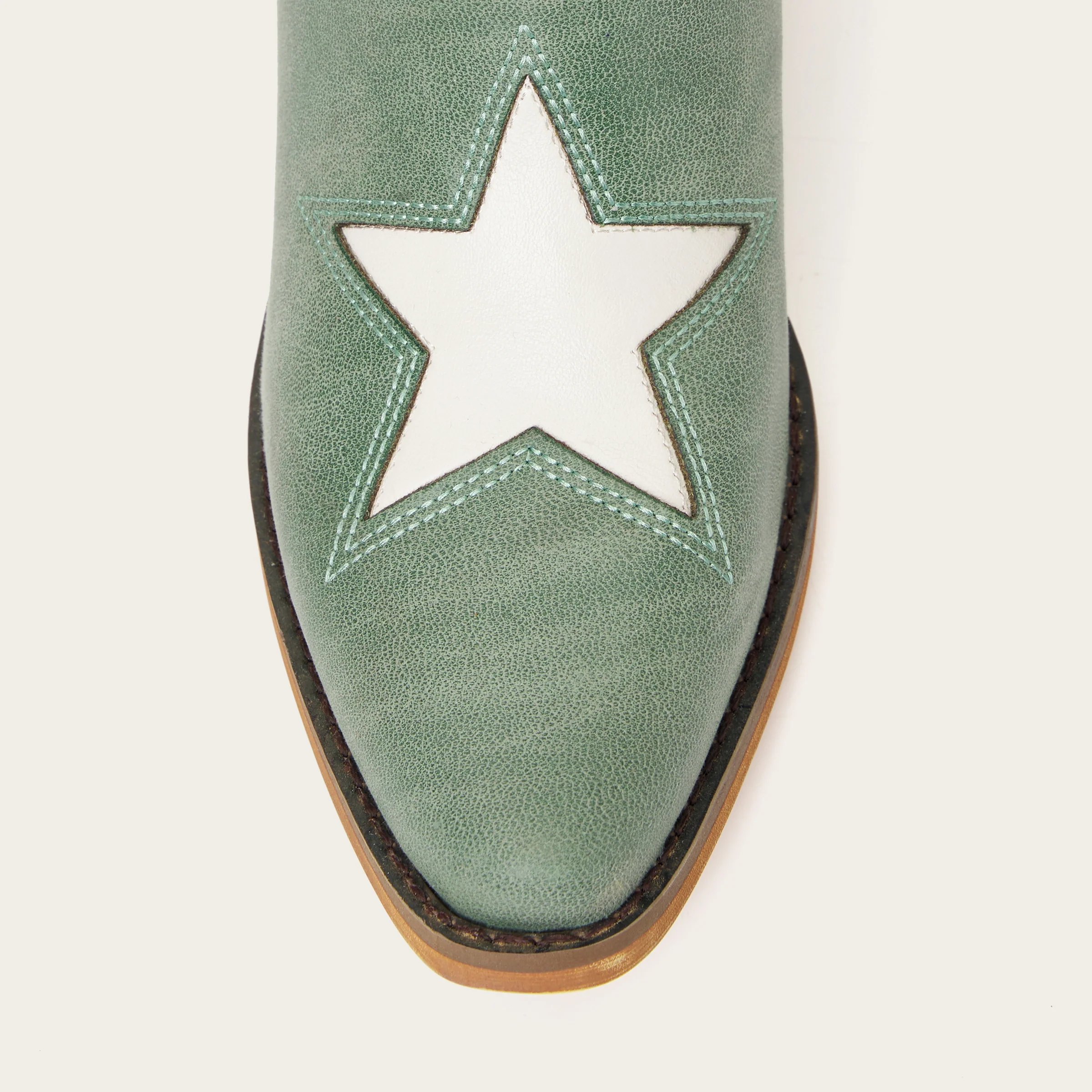 The Hensley - Celestial Green Starry Tall Cowgirl Boots with White Cutout - Image 8