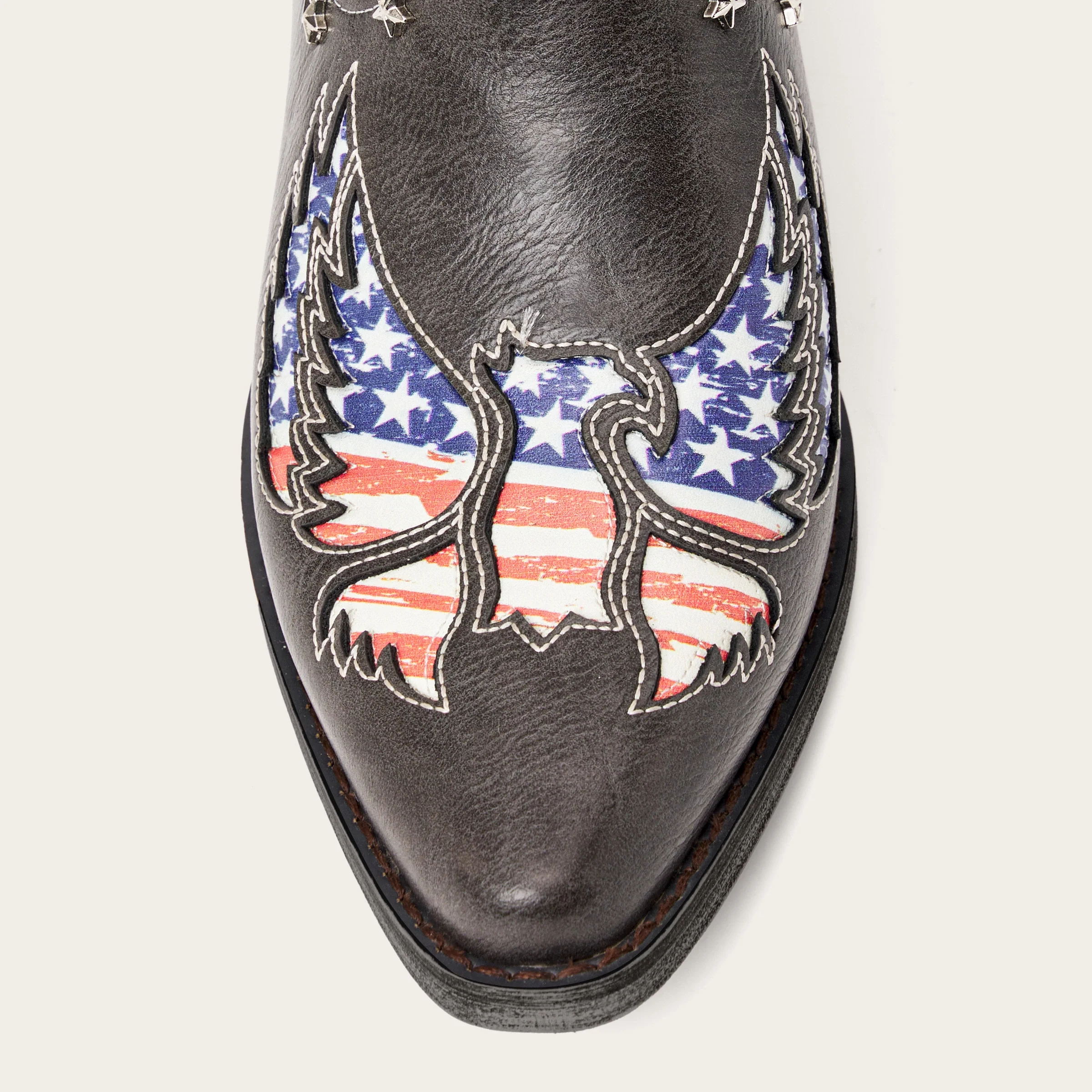 The Liberty - Grey Cowgirl Boots with 50 Stars & American Flag Eagle Embroidery - Image 10