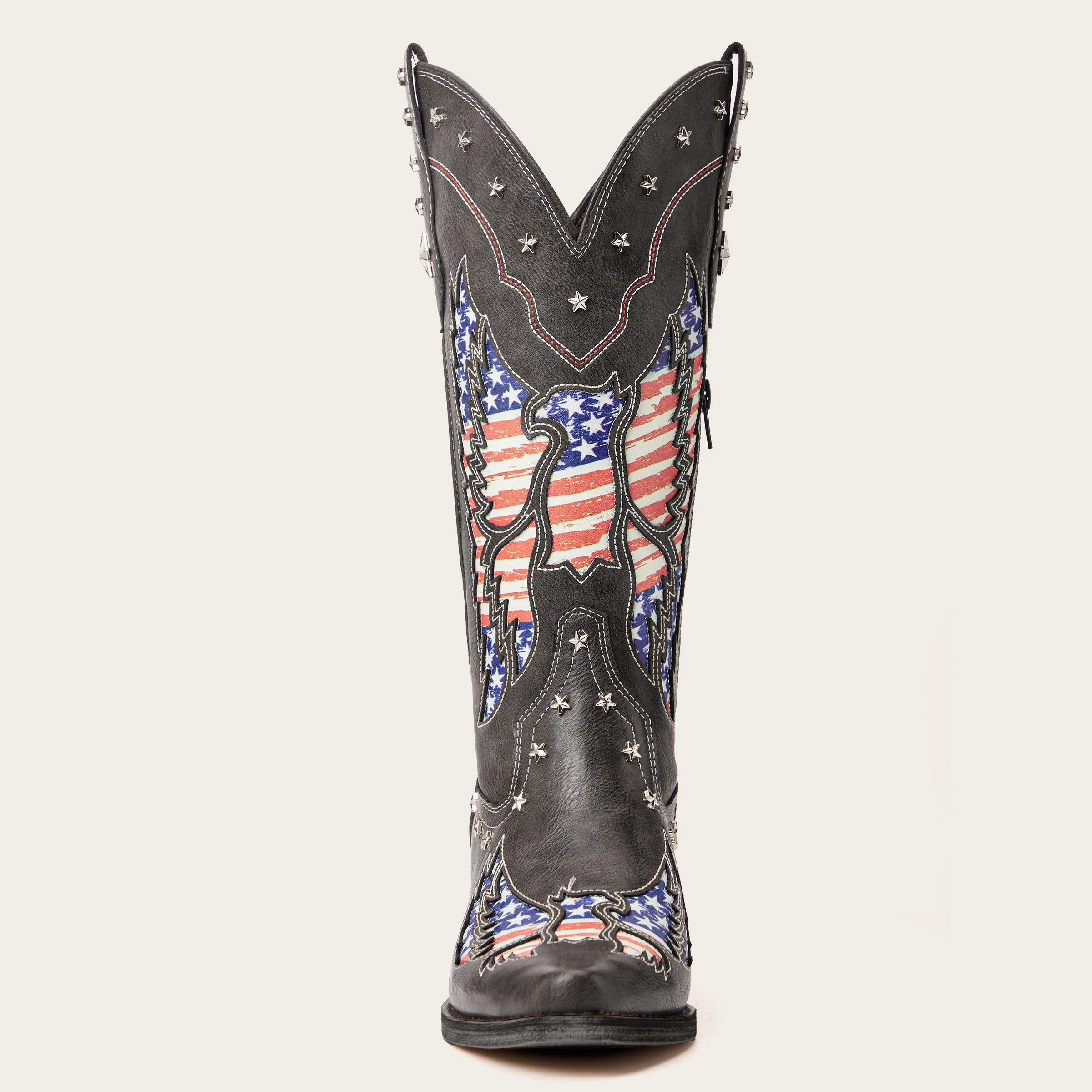The Liberty - Grey Cowgirl Boots with 50 Stars & American Flag Eagle Embroidery - Image 12
